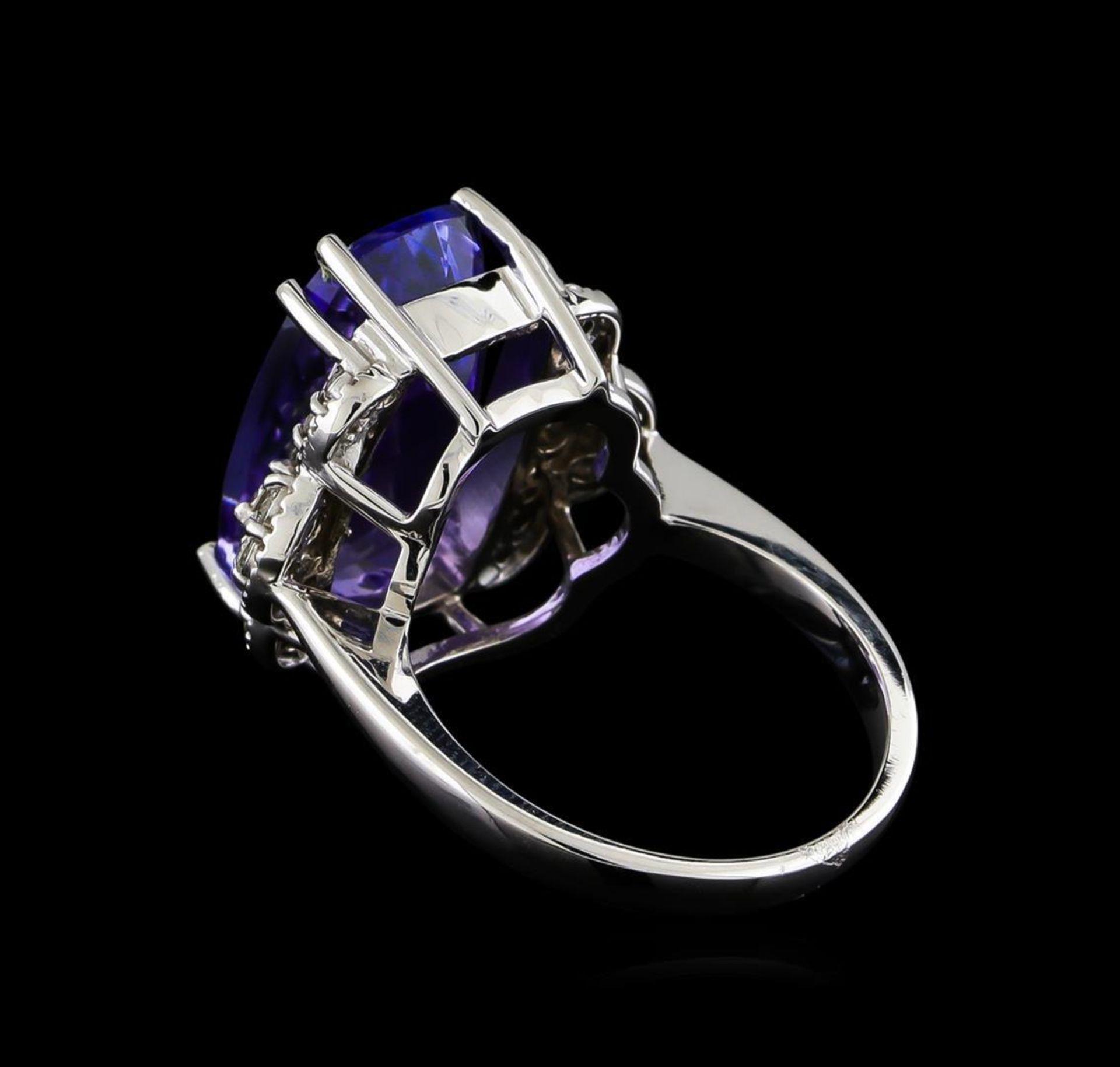 10.50 ctw Tanzanite and Diamond Ring - 14KT White Gold - Image 3 of 6