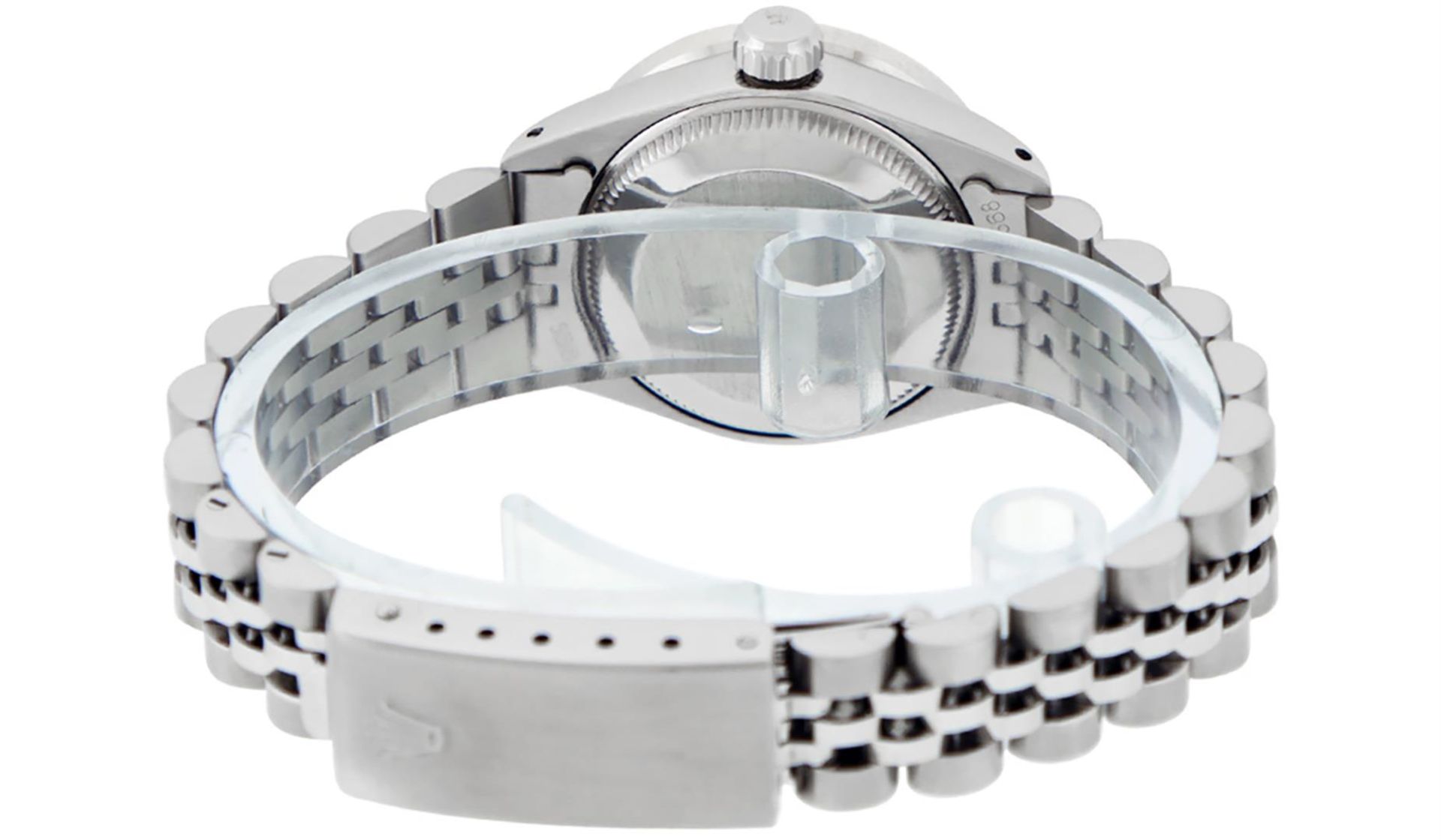 Rolex Ladies Stainless Steel Pink MOP Pyramid Diamond Datejust Wristwatch 26MM - Image 8 of 9