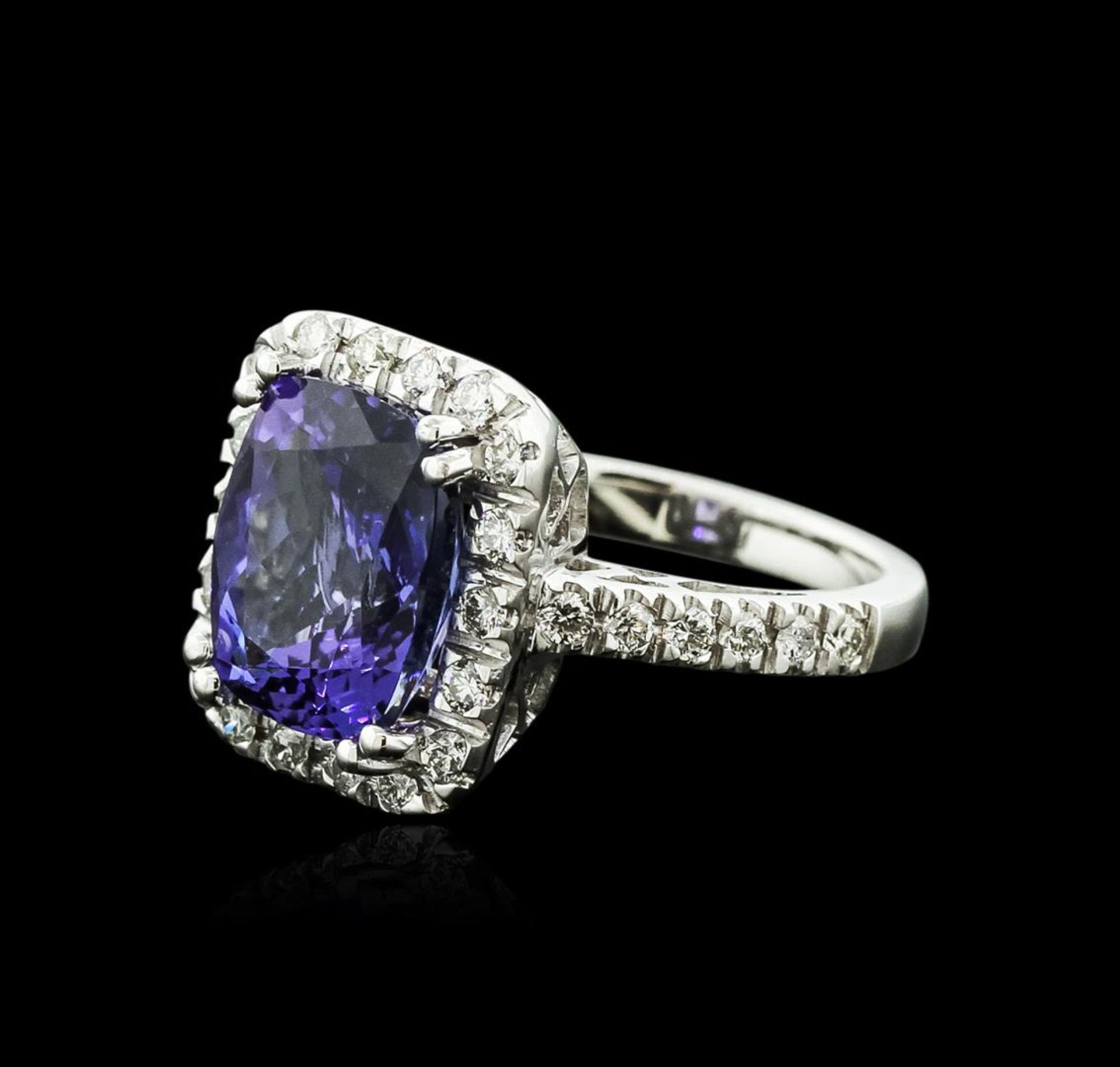 14KT White Gold 6.14 ctw Tanzanite and Diamond Ring