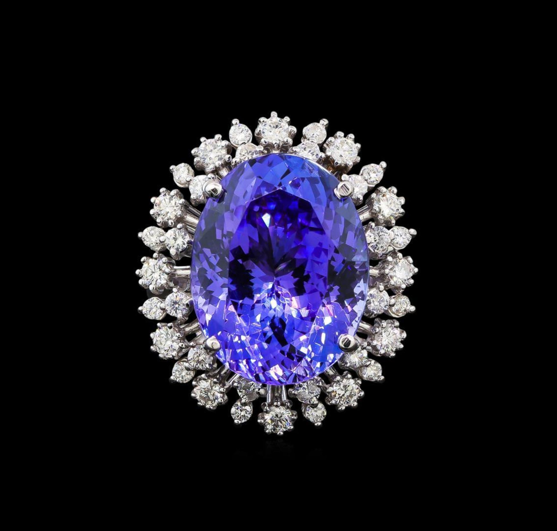 GIA Cert 16.94 ctw Tanzanite and Diamond Ring - 14KT White Gold - Image 2 of 7