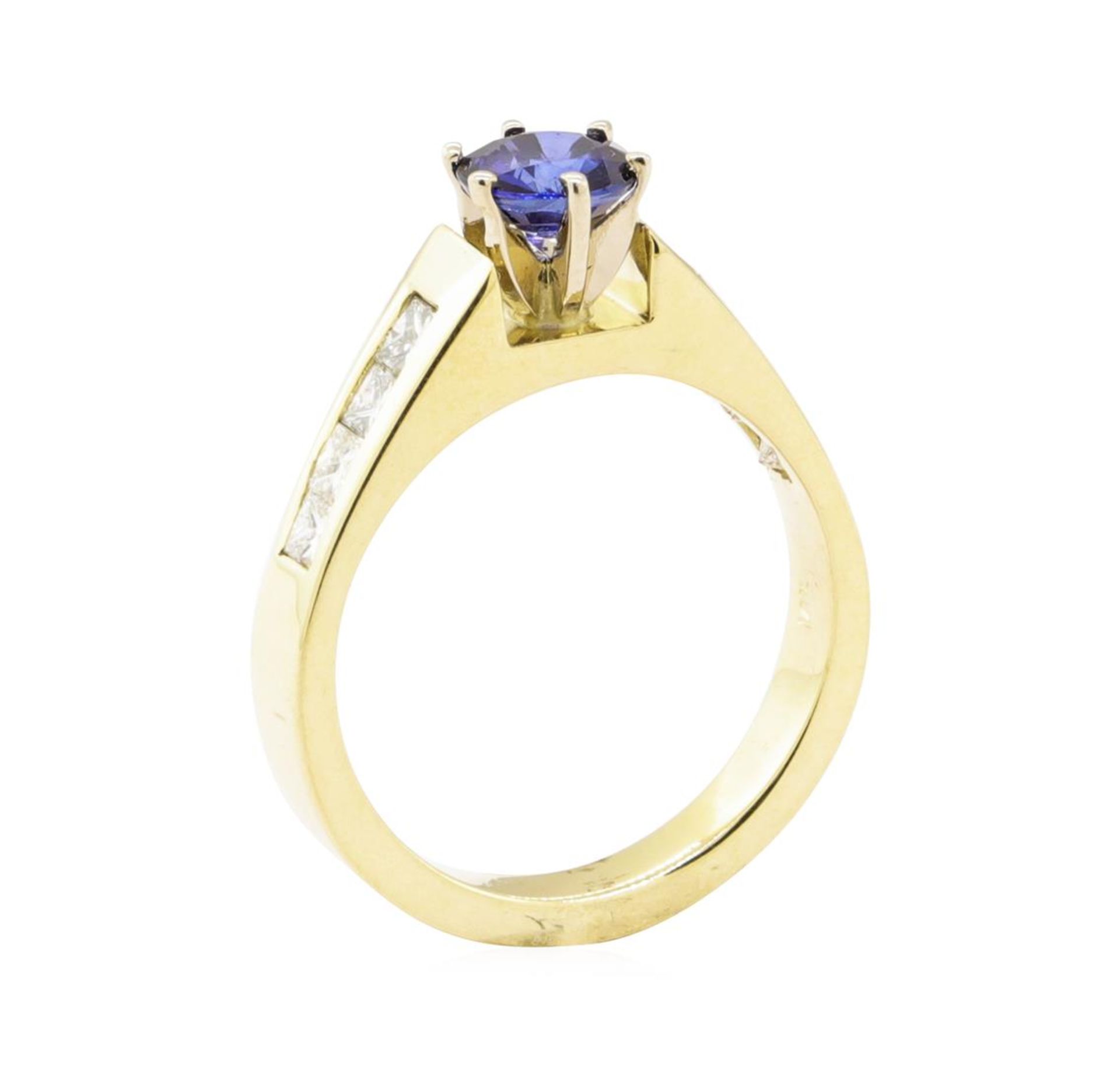 1.60 ctw Blue Sapphire and Diamond Ring - 14KT Yellow Gold - Image 4 of 4