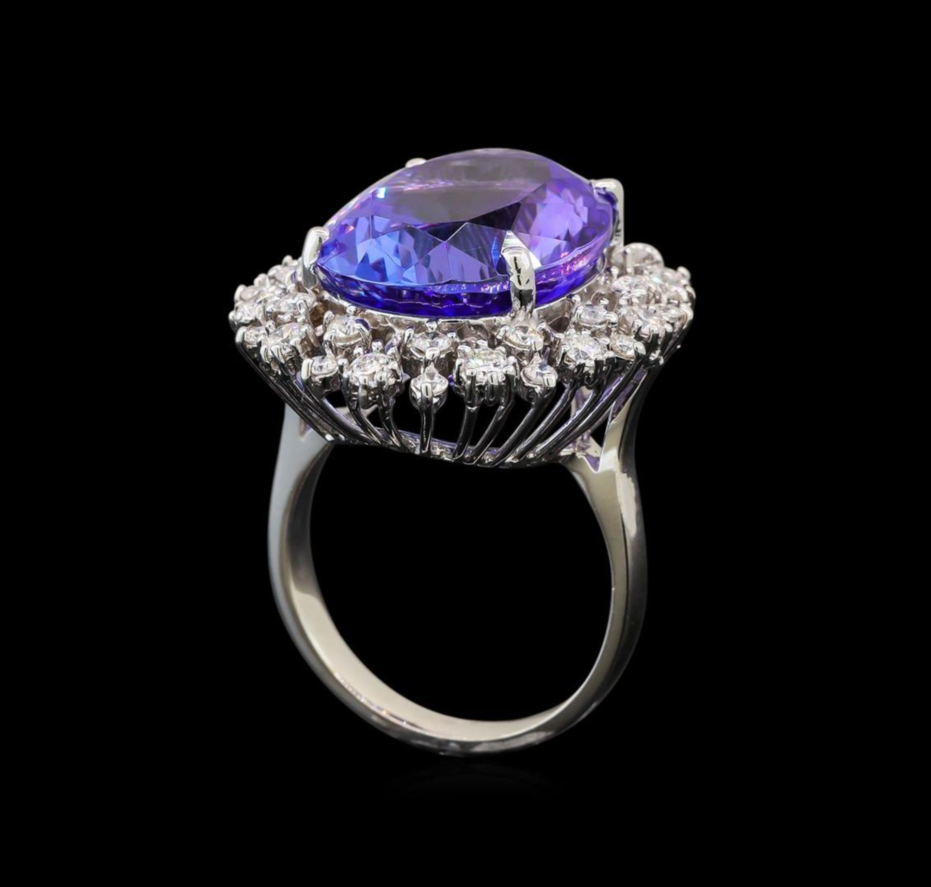 GIA Cert 16.94 ctw Tanzanite and Diamond Ring - 14KT White Gold - Image 4 of 7