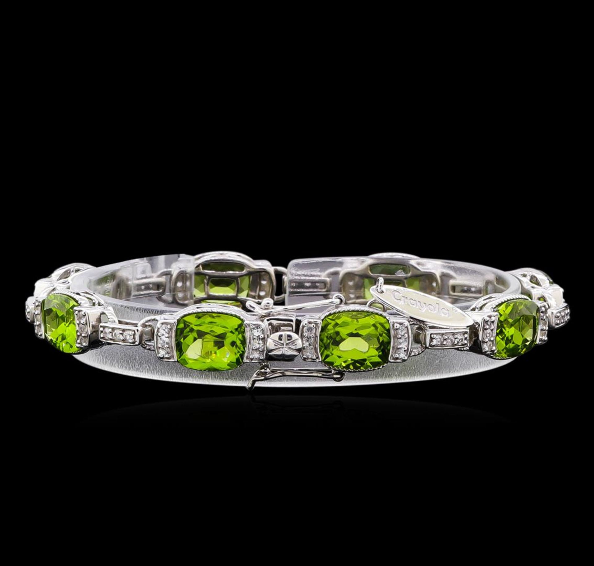 Crayola 20.00 ctw Peridot and White Sapphire Bracelet - .925 Silver - Image 2 of 3