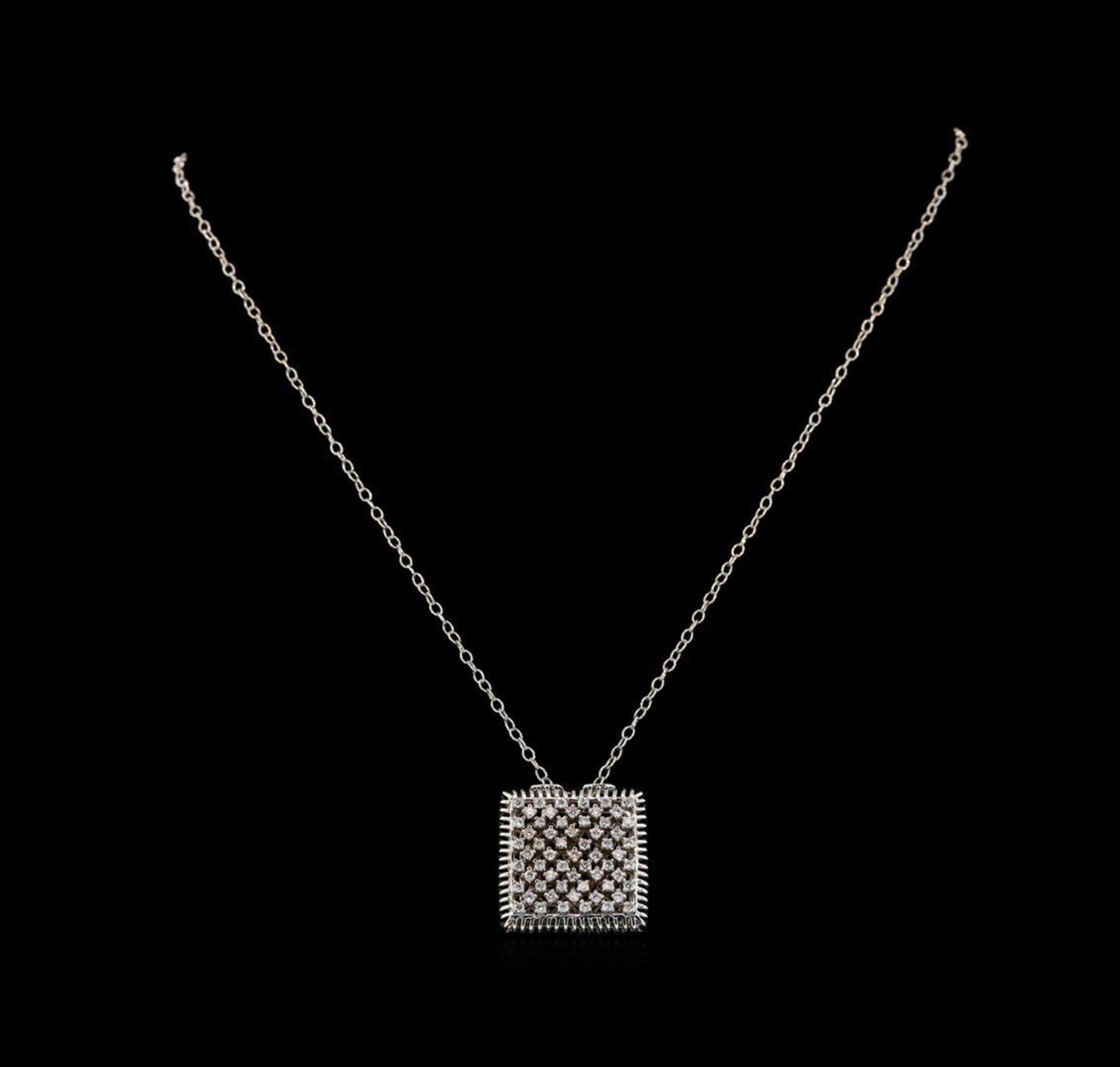 0.85 ctw Diamond Pendant With Chain - 14KT White Gold - Image 2 of 3