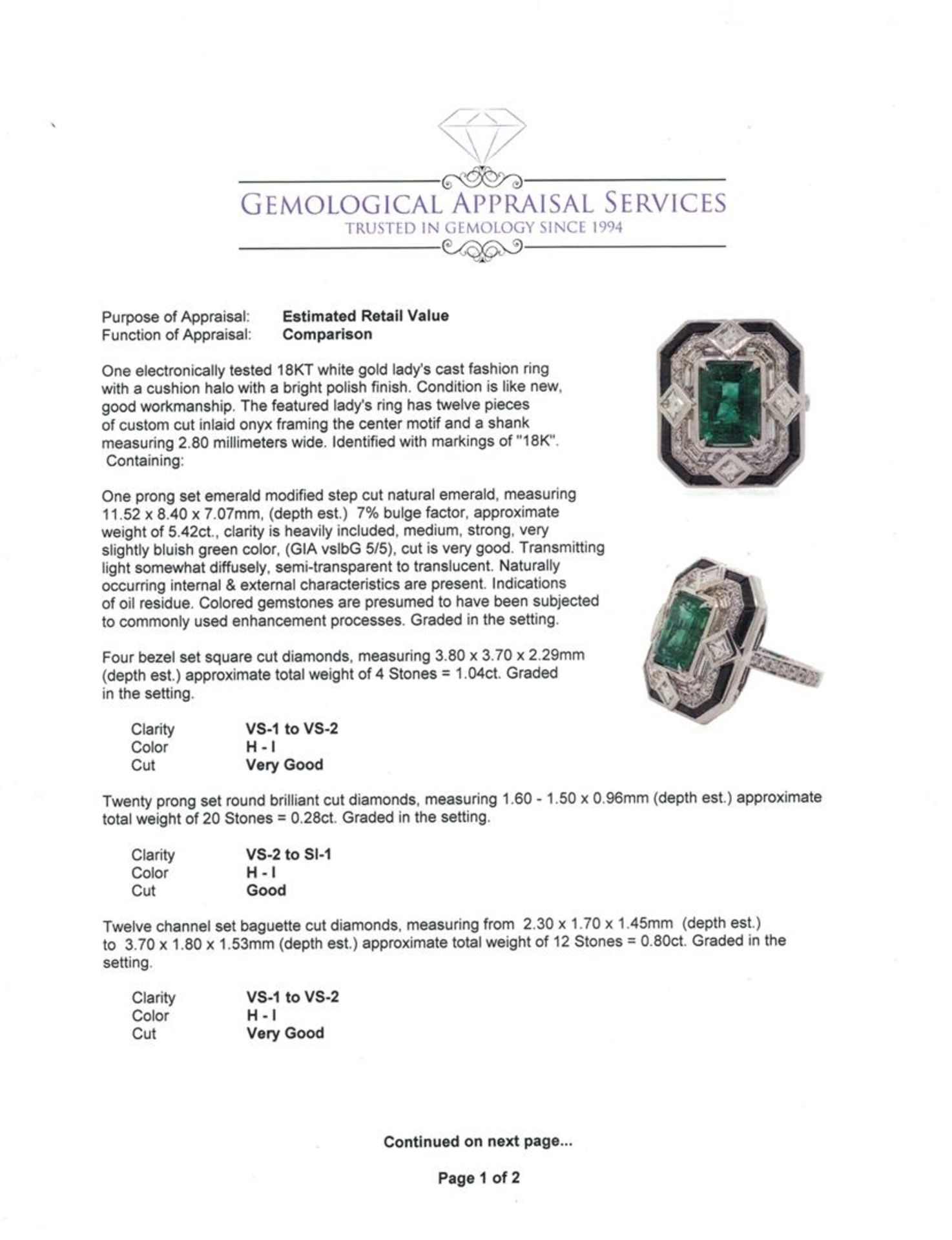 6.46 ctw Emerald and Diamond Ring - 18KT White Gold - Image 5 of 6