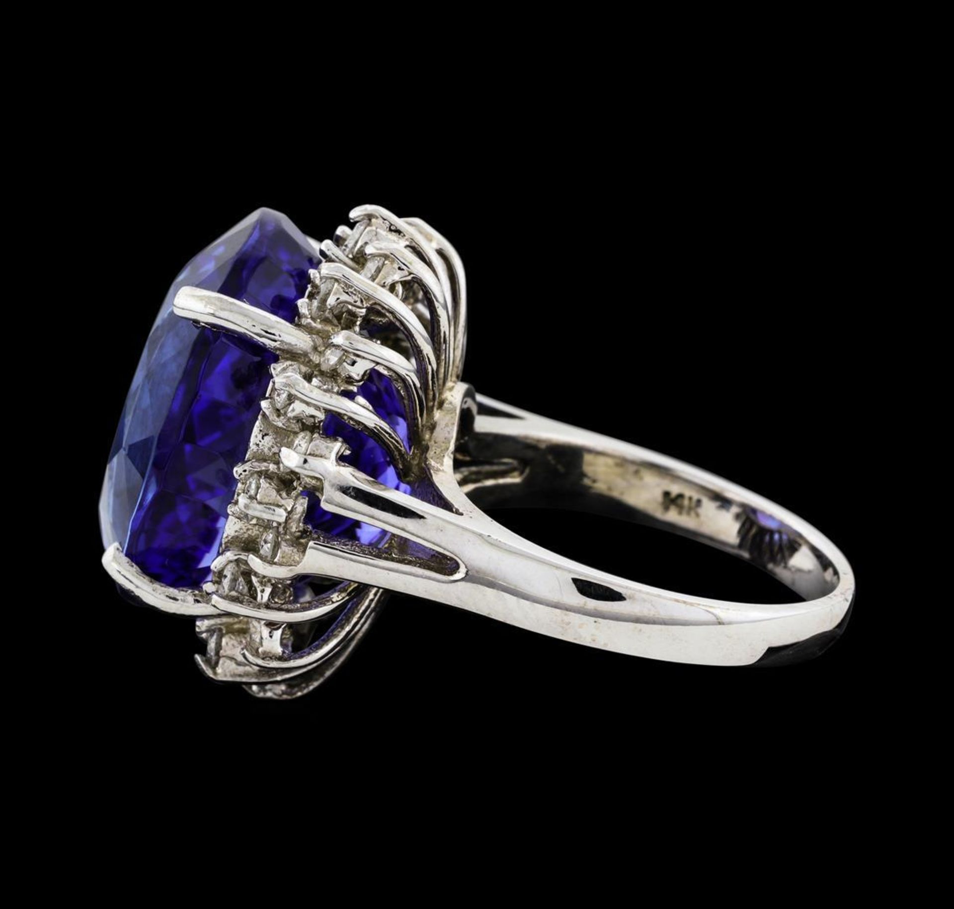 22.03 ctw Tanzanite and Diamond Ring - 14KT White Gold - Image 3 of 5