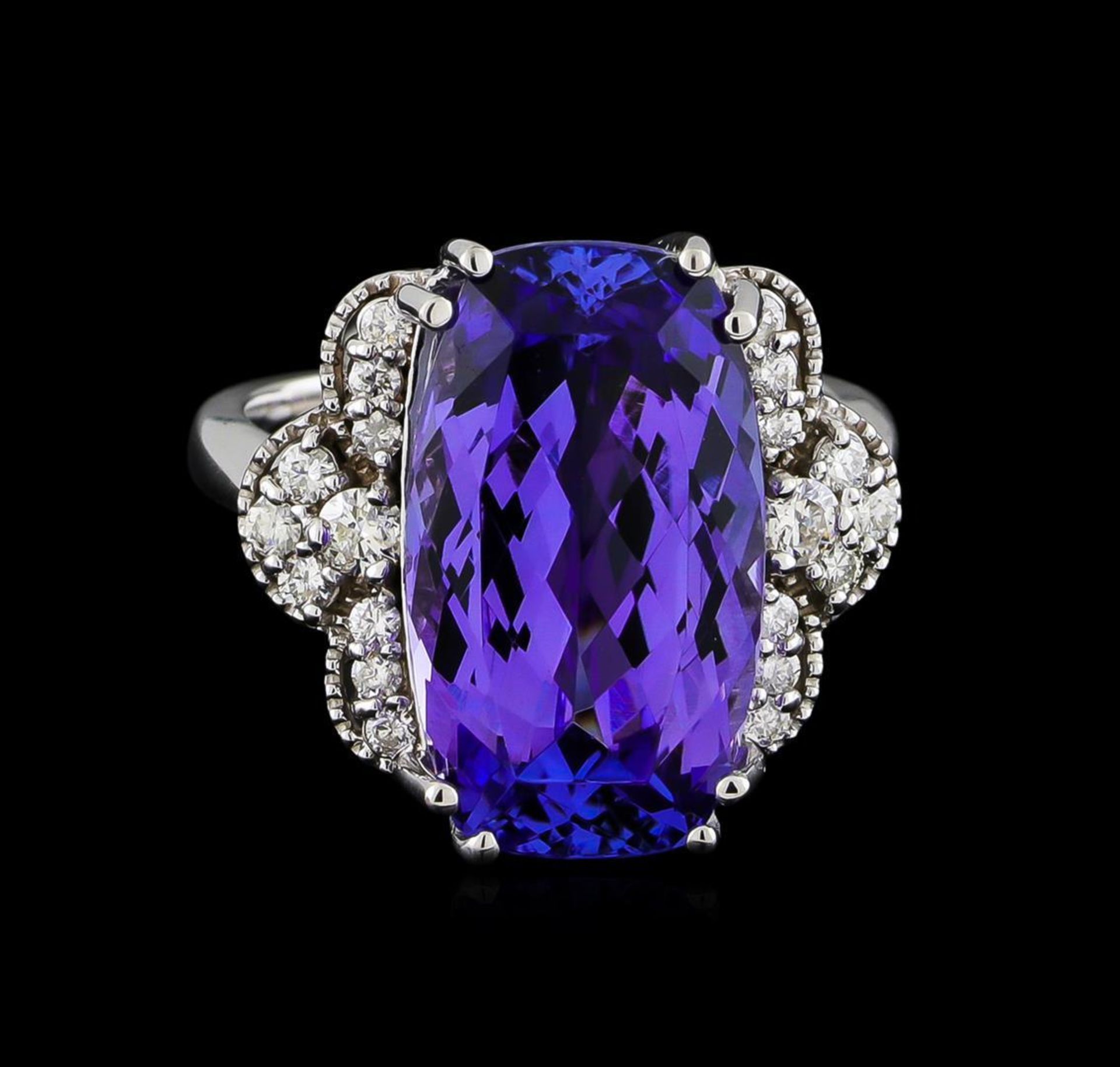 10.50 ctw Tanzanite and Diamond Ring - 14KT White Gold - Image 2 of 6