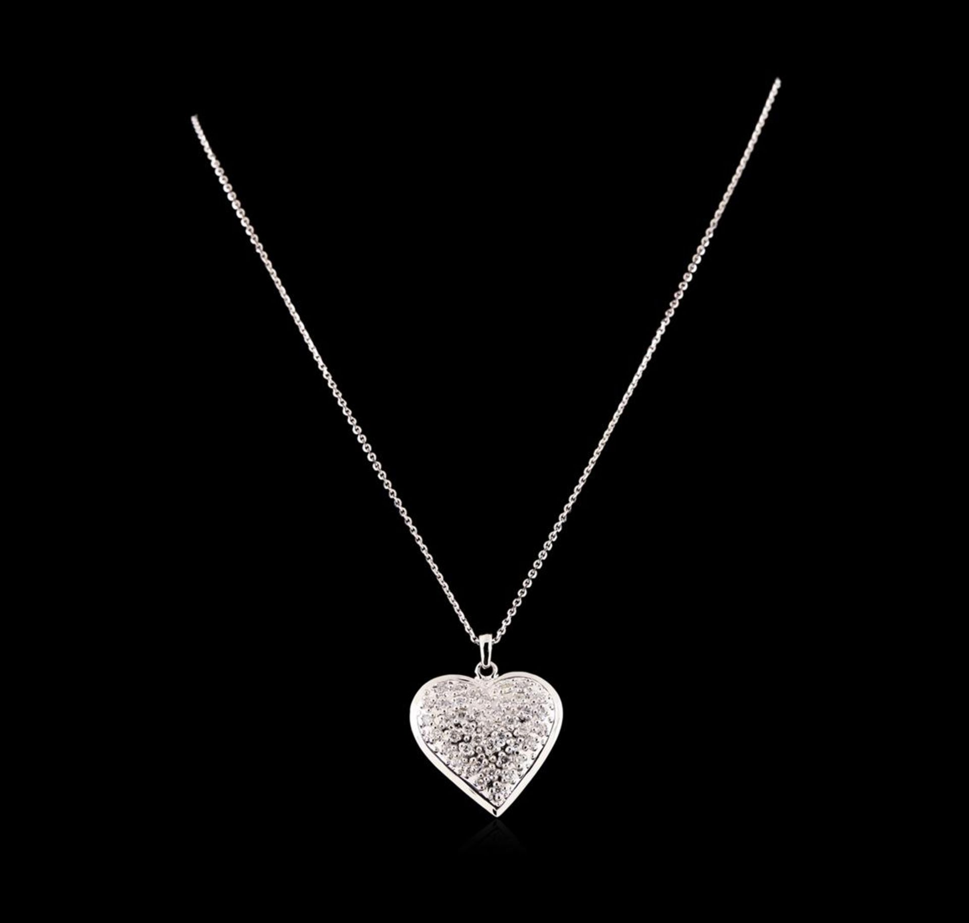 14KT White Gold 1.29 ctw Diamond Heart Pendant With Chain - Image 2 of 3