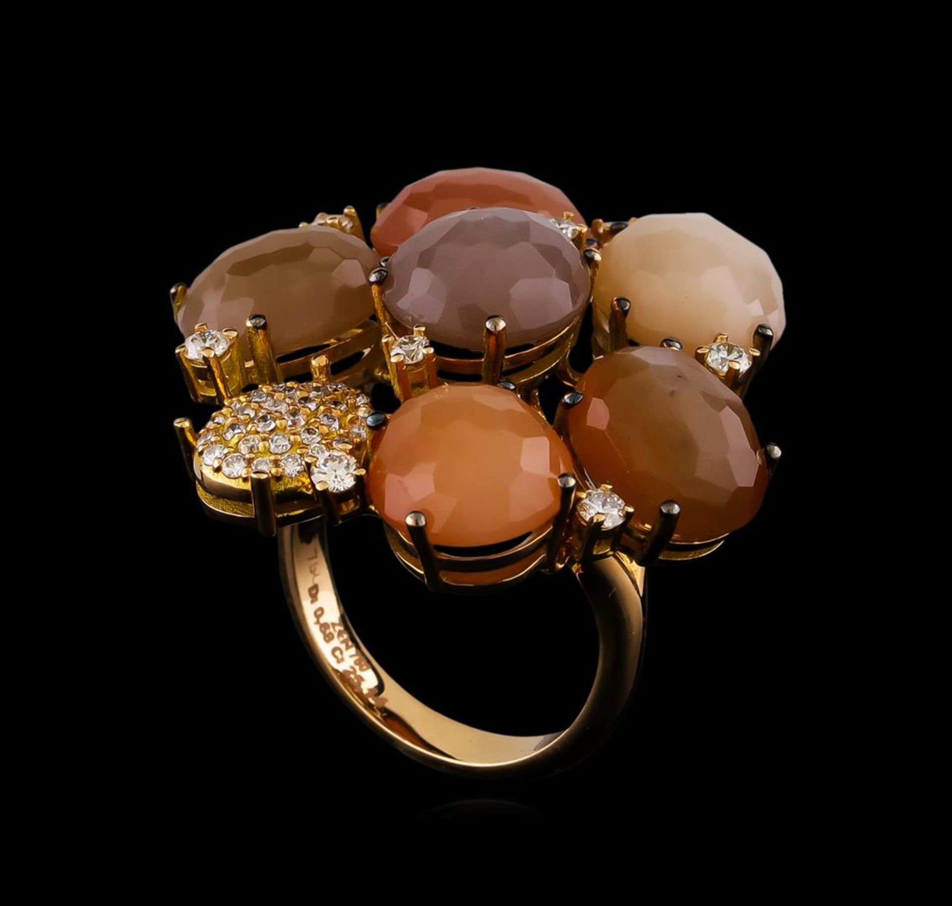 25.14 ctw Sunstone and Diamond Ring - 18KT Yellow Gold - Image 4 of 5