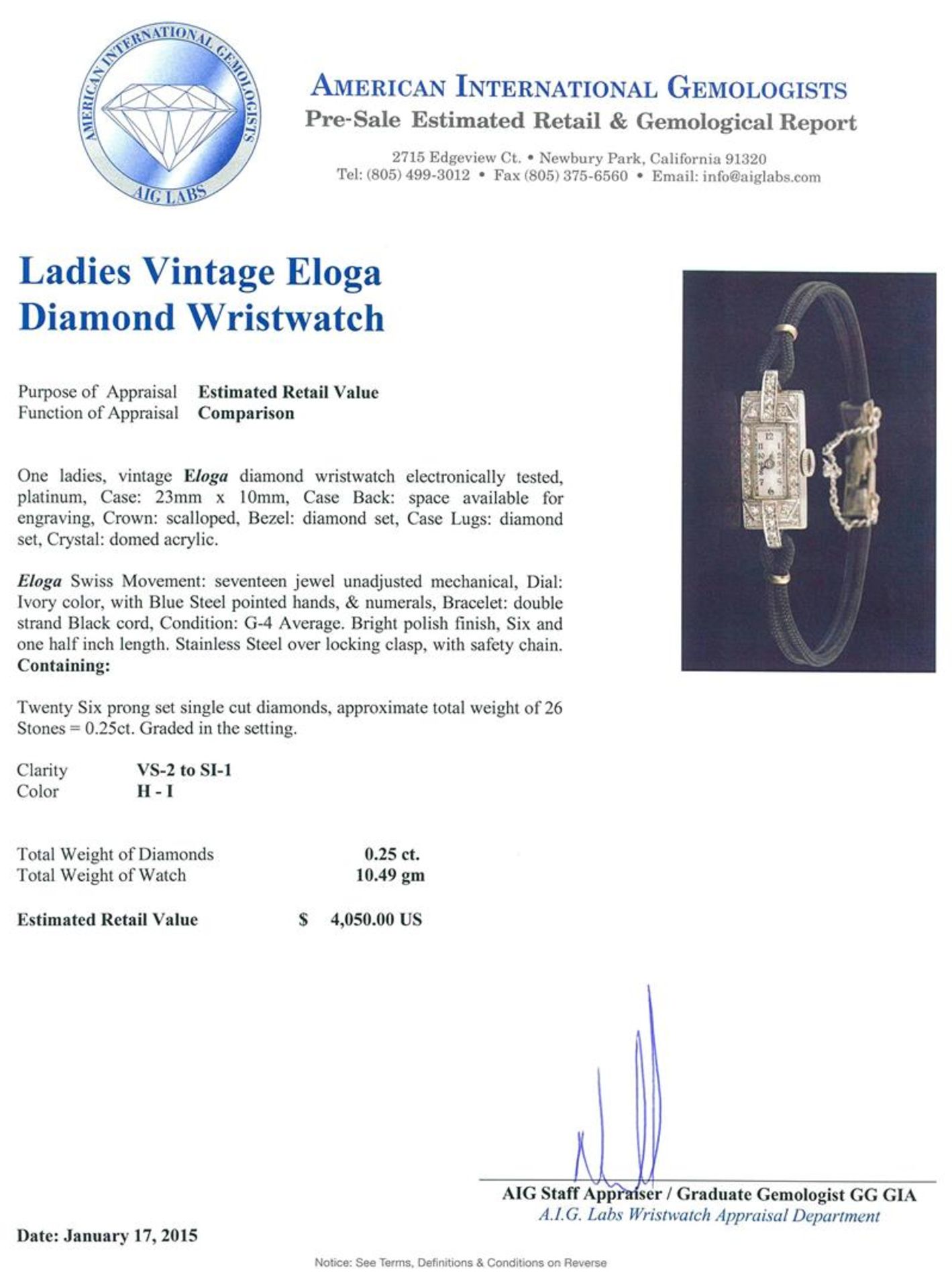 Vintage Eloga Diamond Ladies Watch - Image 4 of 4