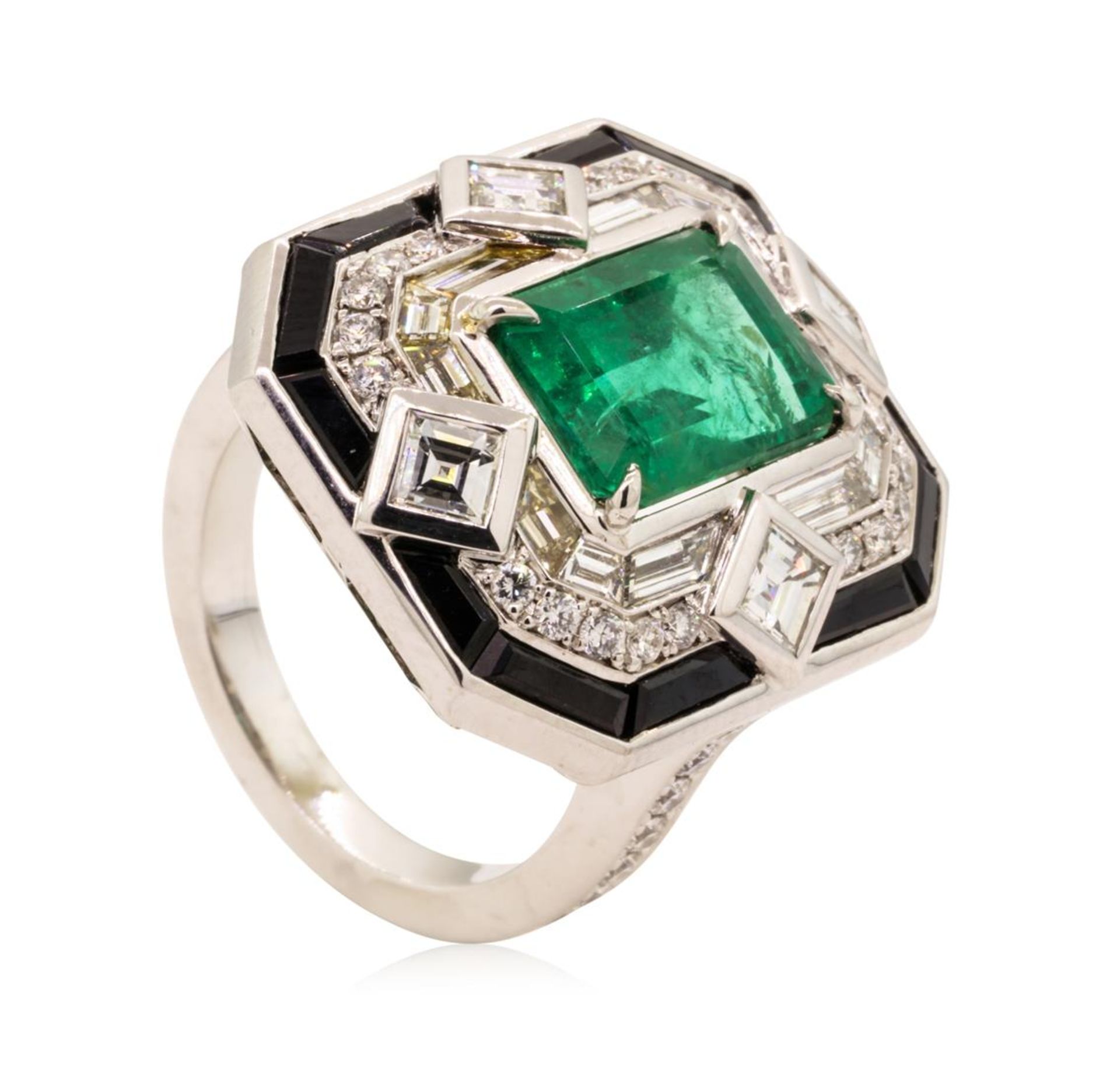 6.46 ctw Emerald and Diamond Ring - 18KT White Gold - Image 4 of 6
