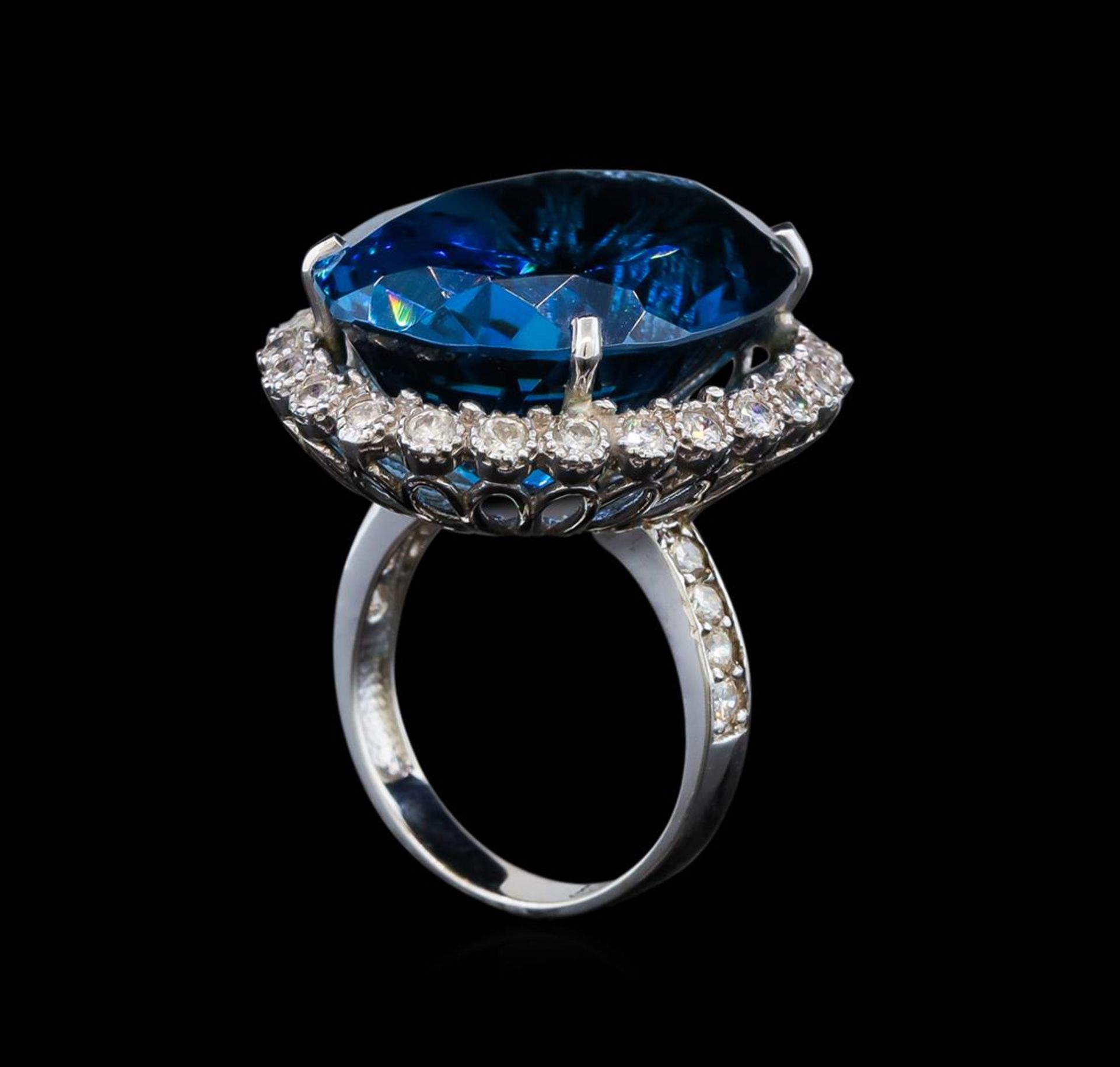 14KT White Gold 35.89 ctw Topaz and Diamond Ring - Image 4 of 5
