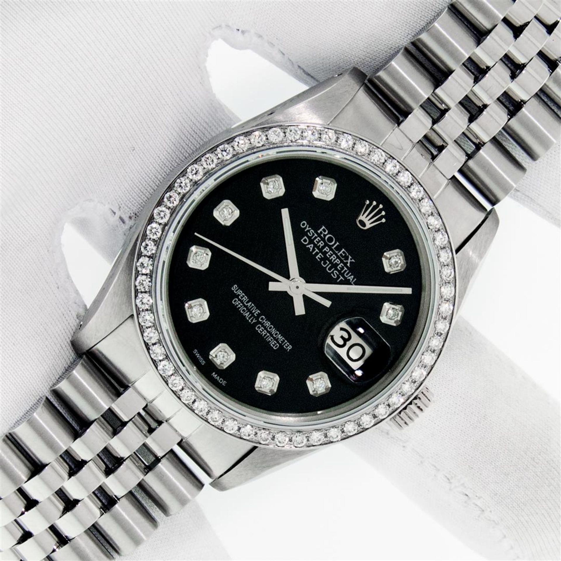 Rolex Mens Stainless Steel Black Diamond 36MM Datejust Wristwatch - Image 2 of 9