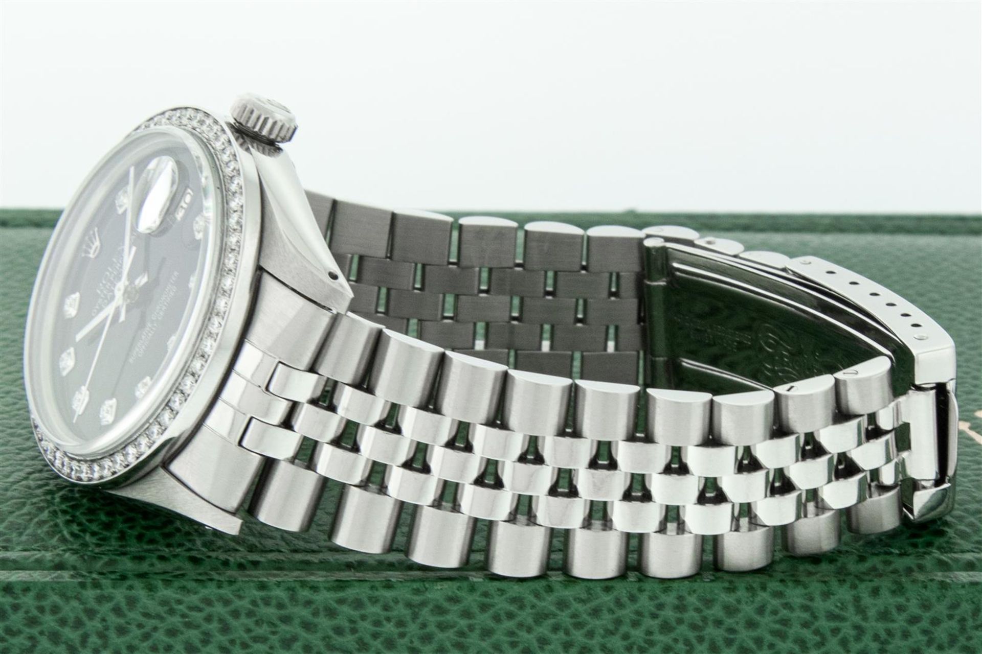 Rolex Mens Stainless Steel Black Diamond 36MM Datejust Wristwatch - Image 5 of 9