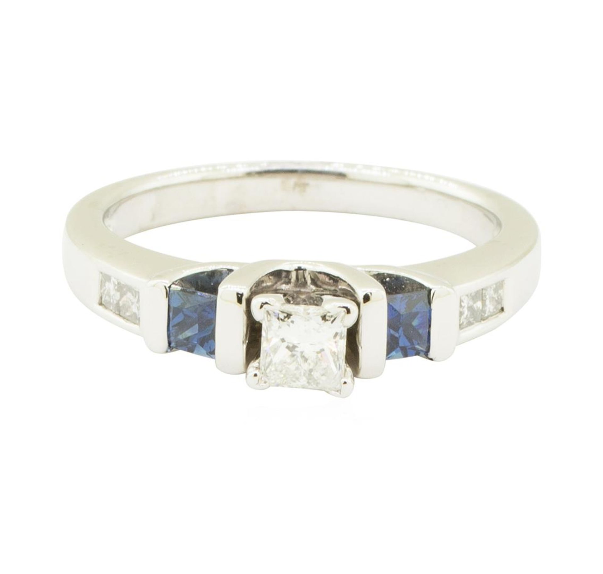 0.60 ctw Diamond and Sapphire Ring - 14KT White Gold - Image 2 of 4