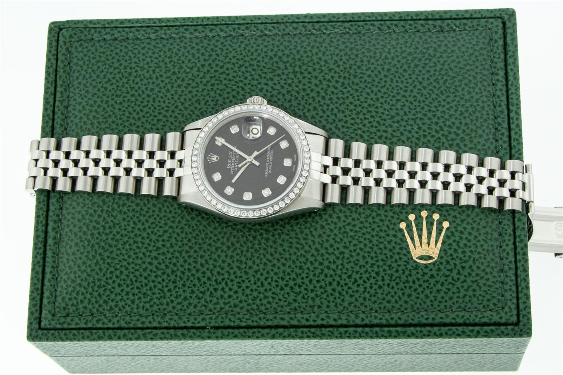 Rolex Mens Stainless Steel Black Diamond 36MM Datejust Wristwatch - Image 4 of 9