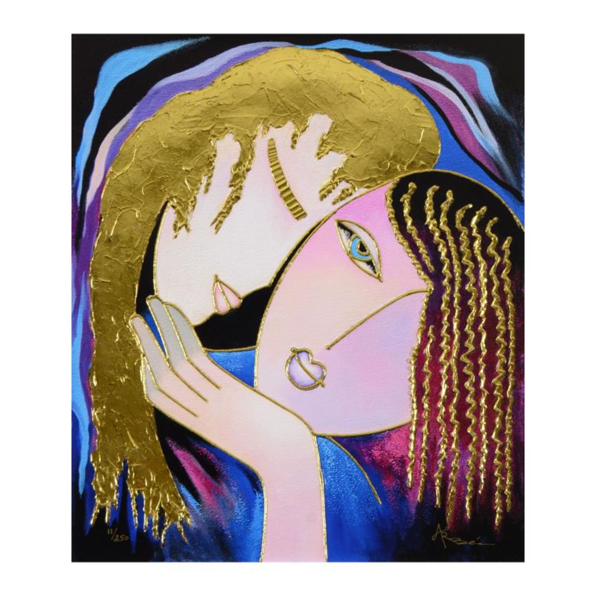 Arbe, "Little Sister" Limited Edition on Canvas with Gold Embellishing, Numbered