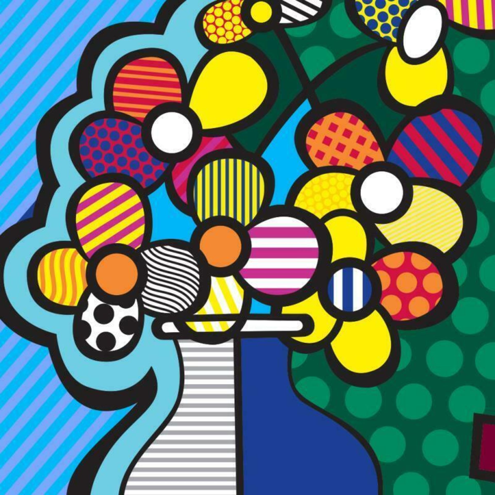 Romero Britto "New Flower" Hand Signed Giclee on Canvas; Authenticated - Image 2 of 2