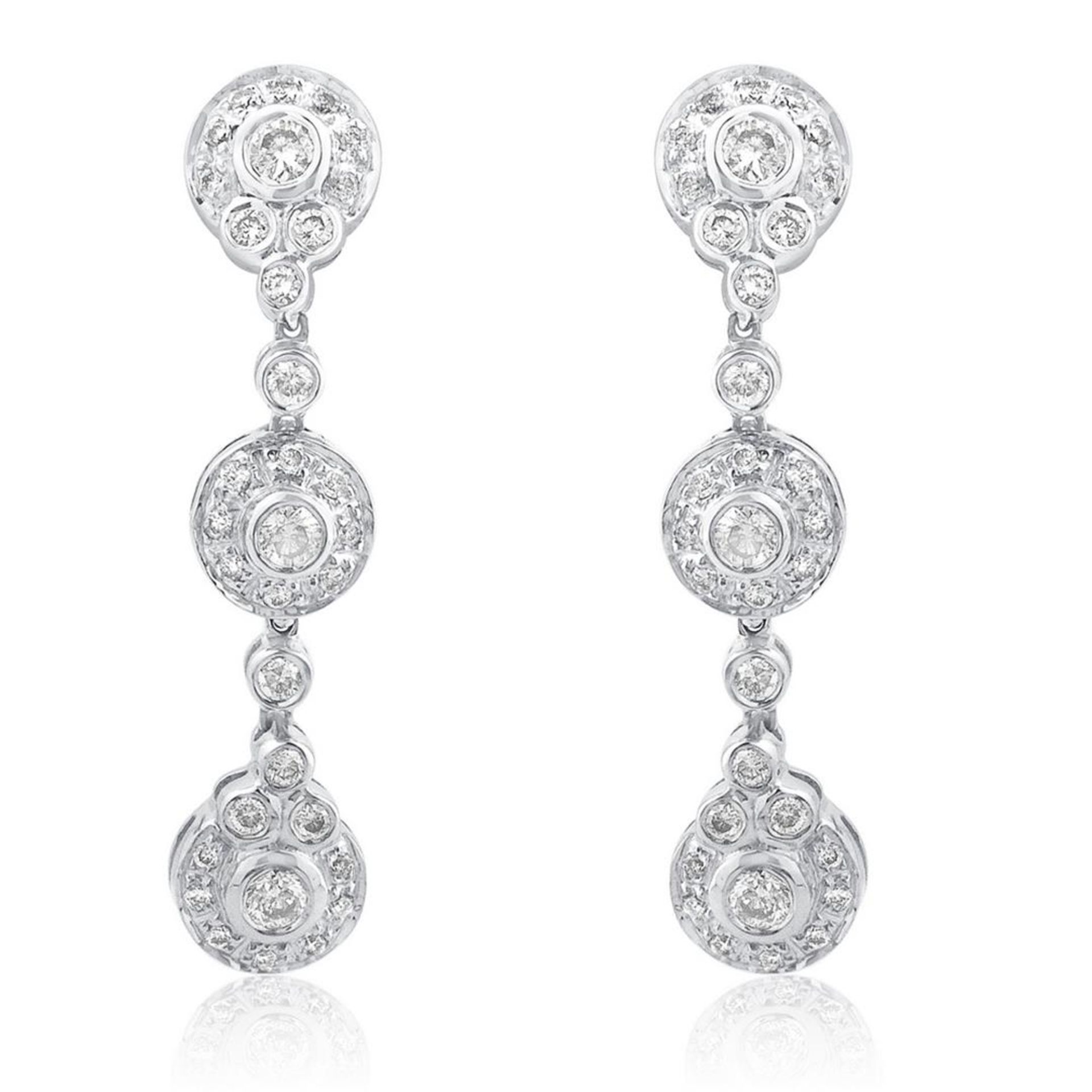 14k White Gold 0.75CTW Diamond Earrings, (I1-I2/H)