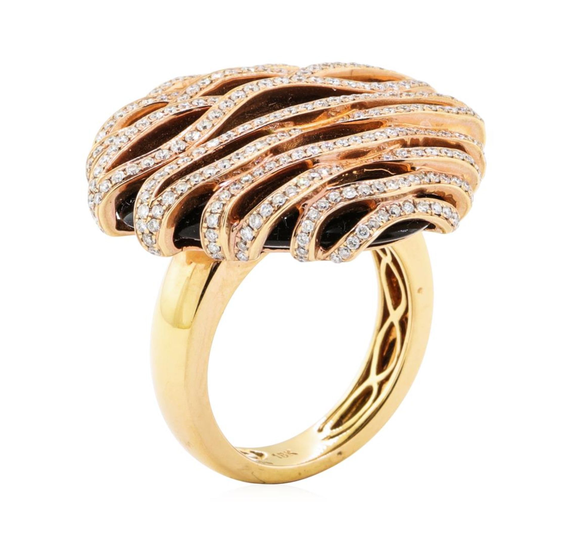 1.65 ctw Diamond and Onyx Ring - 18KT Rose Gold - Image 4 of 4