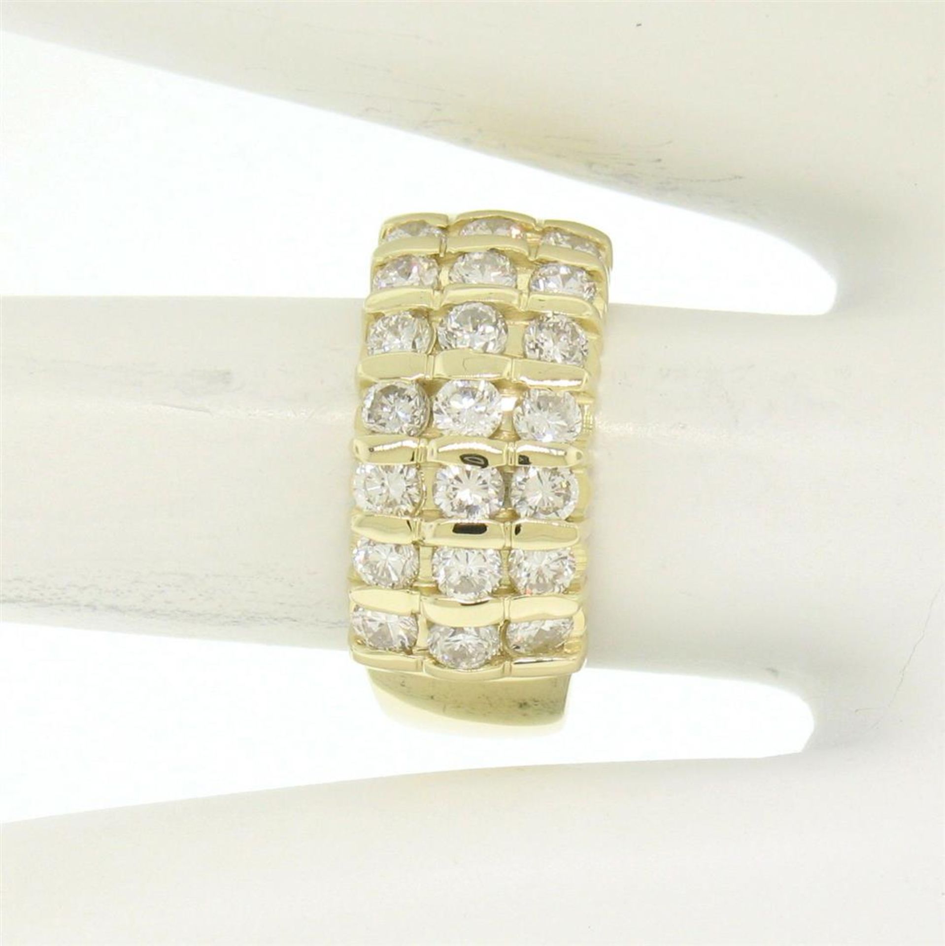 14kt Yellow Gold 1.48ctw Bar Set Round Diamond Wide Band Ring - Image 7 of 7