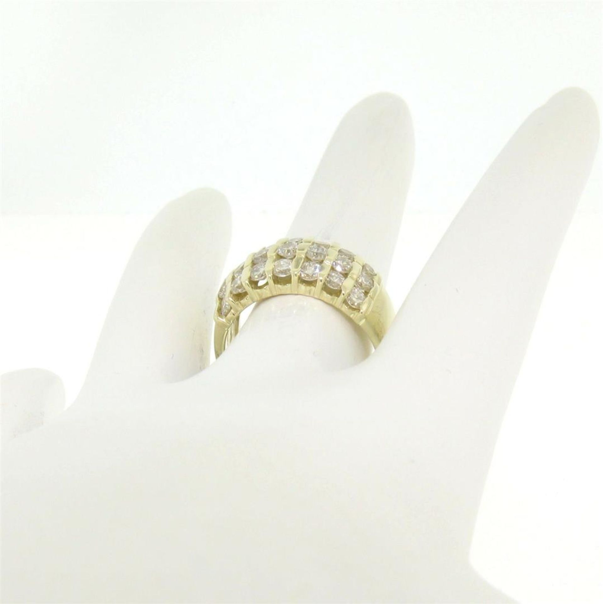 14kt Yellow Gold 1.48ctw Bar Set Round Diamond Wide Band Ring - Image 6 of 7