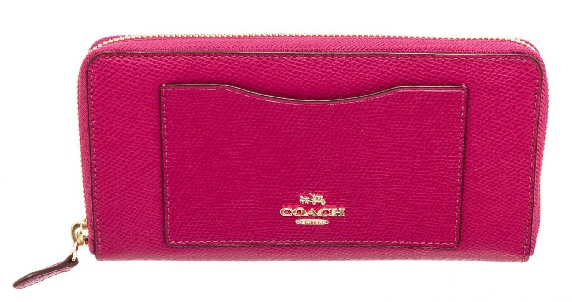 Coach Pink Leather Long Zippy Wallet