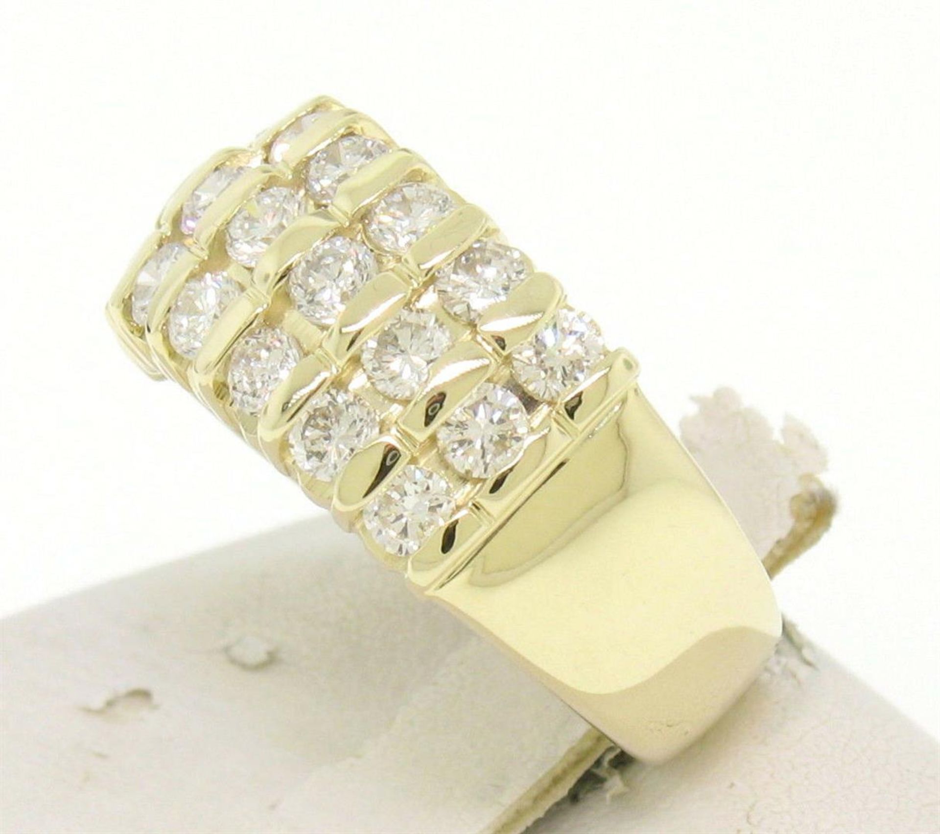 14kt Yellow Gold 1.48ctw Bar Set Round Diamond Wide Band Ring - Image 3 of 7