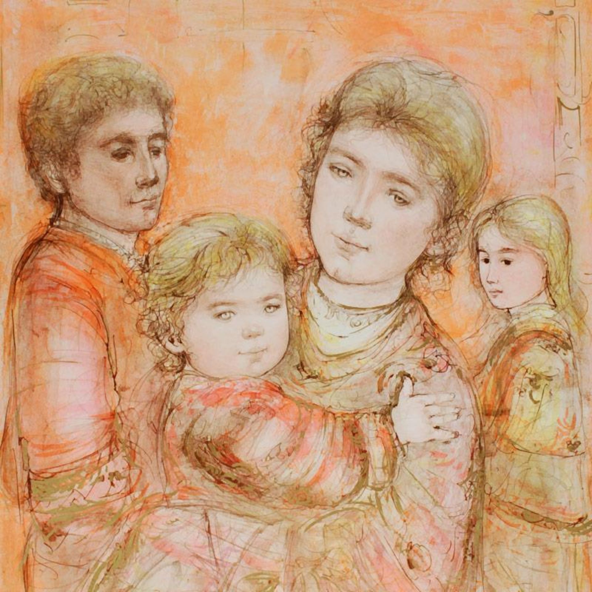 "Portrait of a Family" Limited Edition Lithograph by Edna Hibel (1917-2014), Num - Image 2 of 2