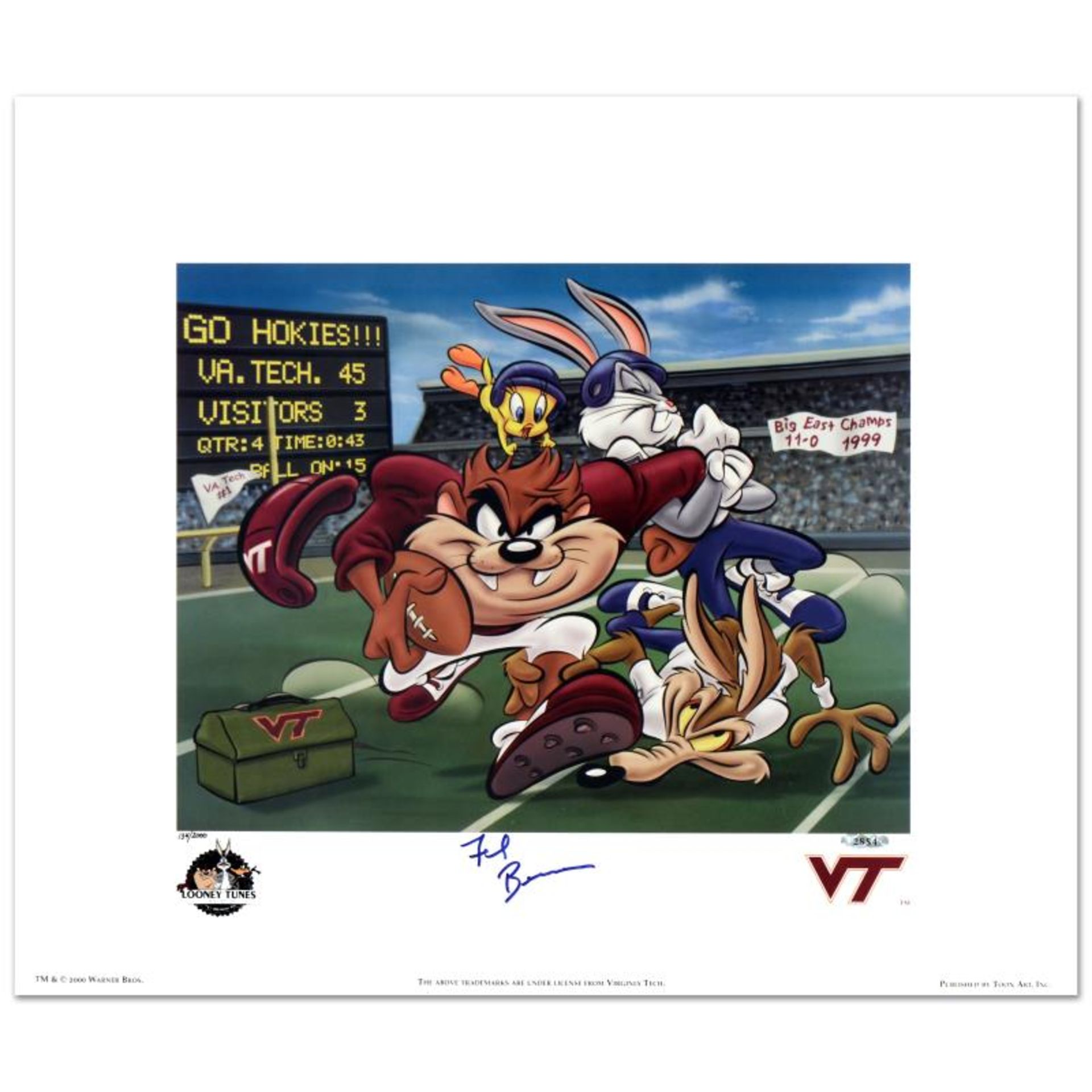 "Virginia Tech, Frank Beamer" Limited Edition Lithograph from Warner Bros., Numb