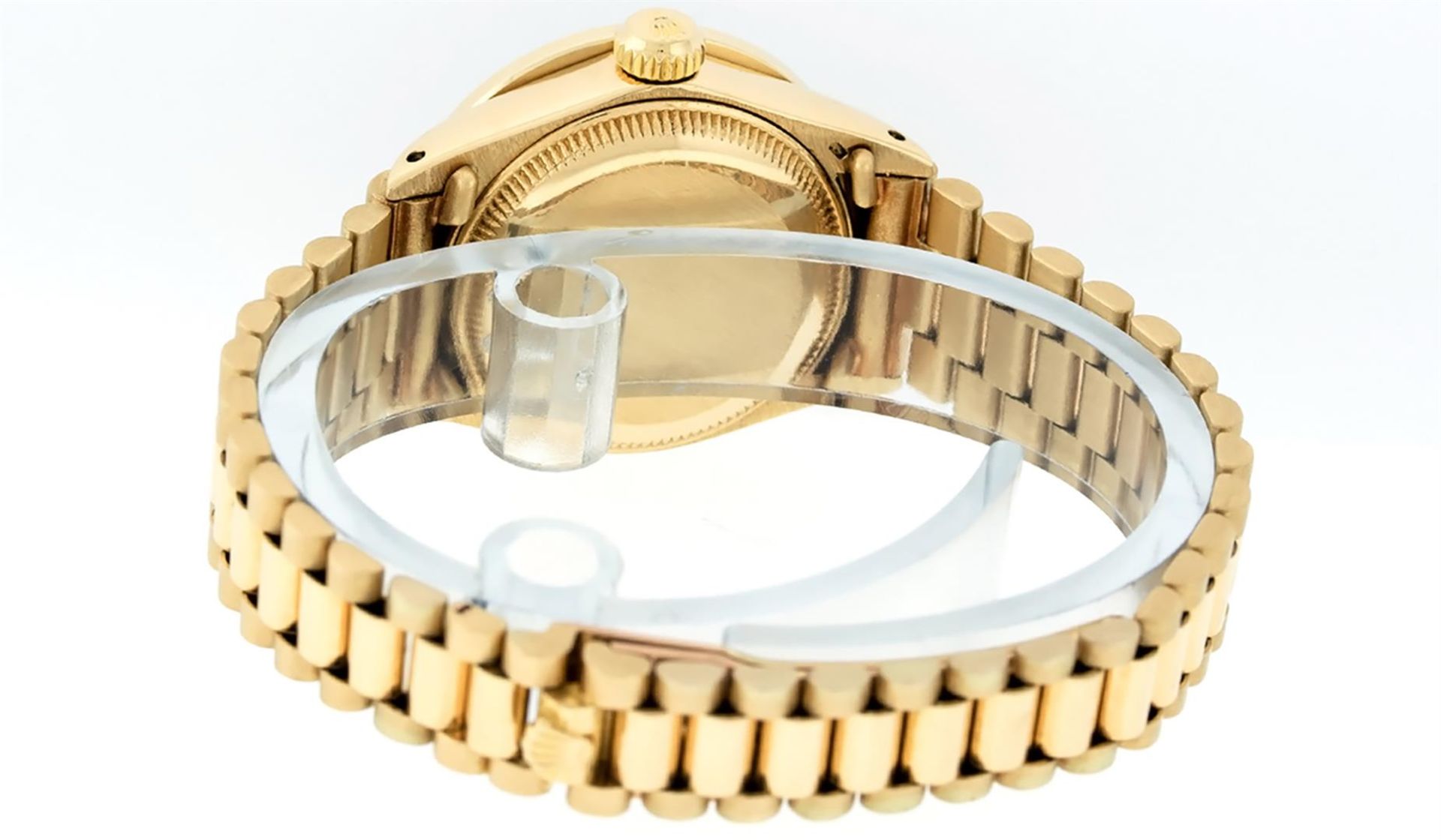 Rolex Ladies 18K Yellow Gold Sapphire And Champagne Index President Wristwatch W - Image 2 of 9