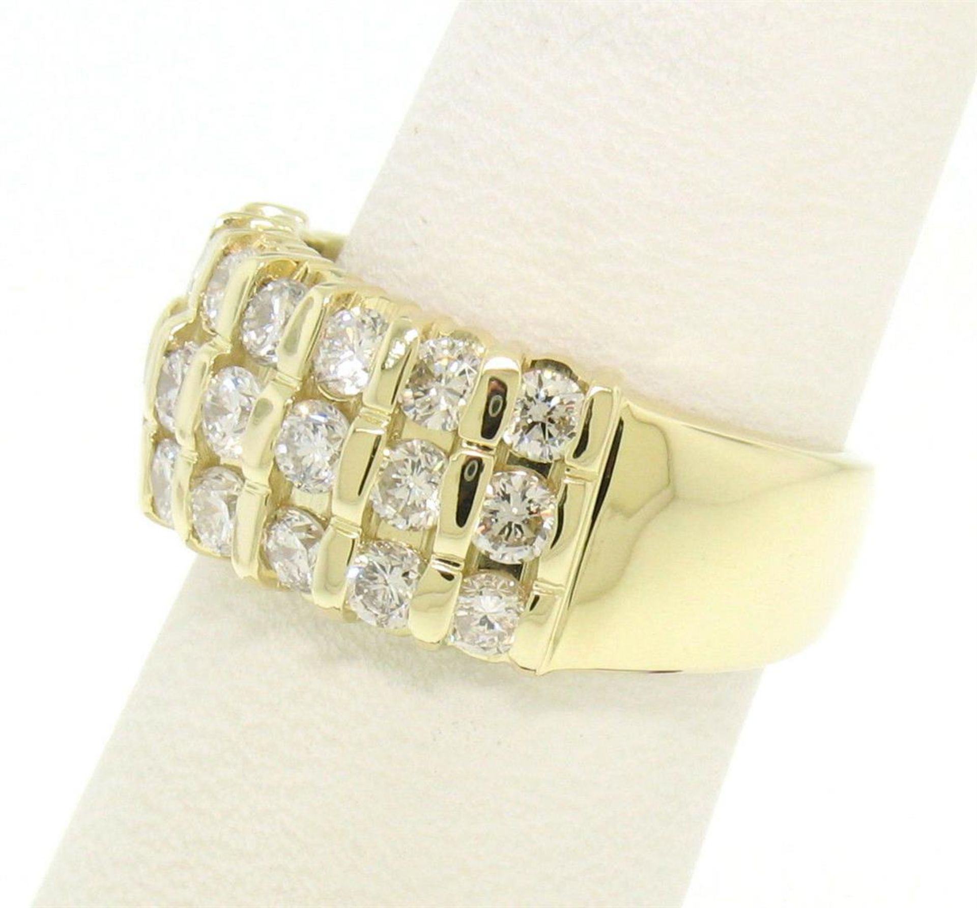 14kt Yellow Gold 1.48ctw Bar Set Round Diamond Wide Band Ring - Image 4 of 7