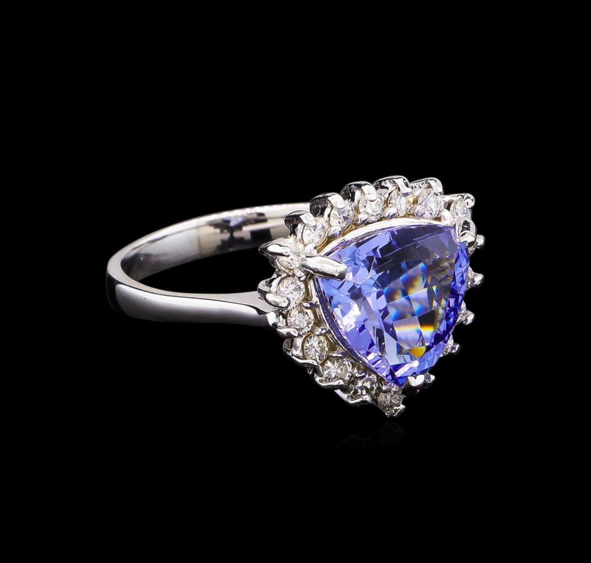 3.72 ctw Tanzanite and Diamond Ring - 14KT White Gold