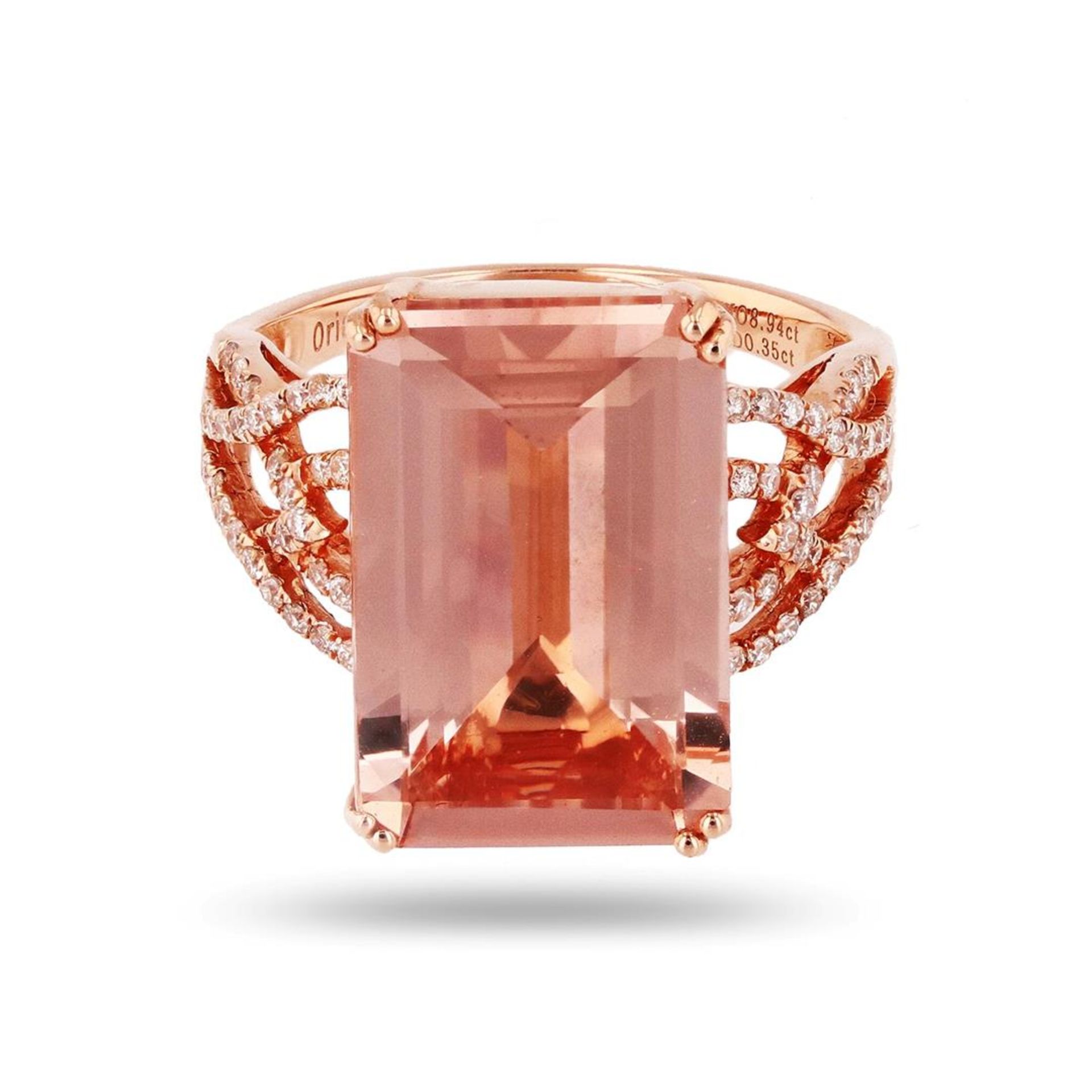 8.94ct Morganite and 0.35ctw Diamond 14K Rose Gold Ring