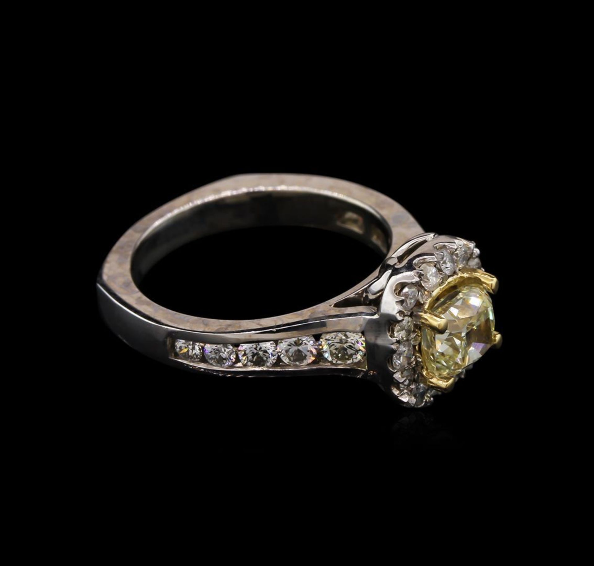 2.07 ctw Light Yellow Diamond Ring - 14KT White Gold