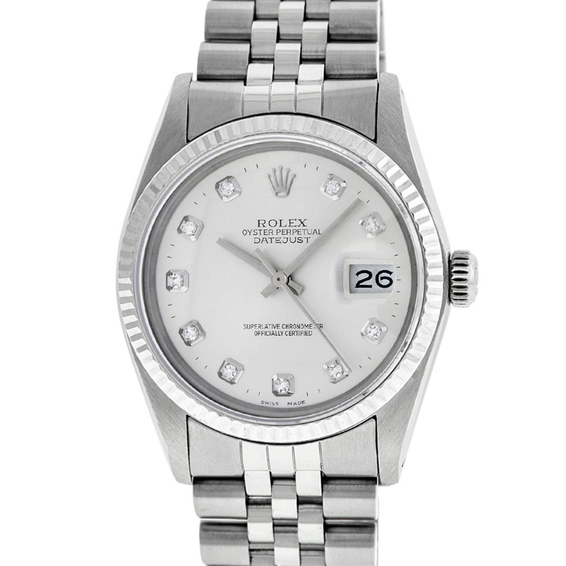 Rolex Mens Stainless Silver Diamond 36MM Datejust Wristwatch - Image 2 of 9