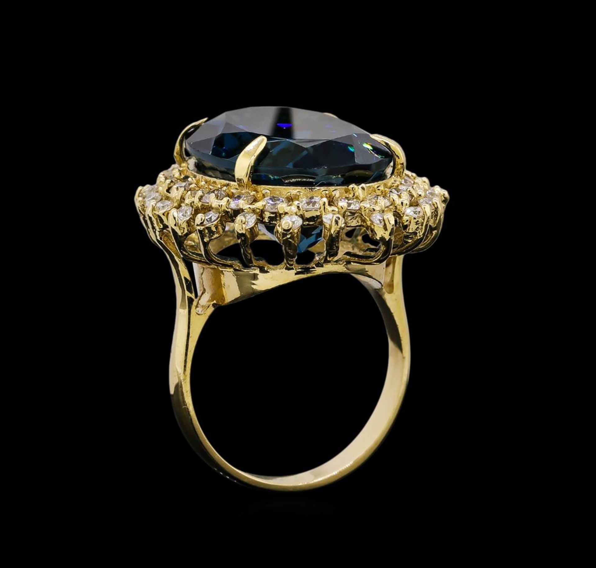 14KT Yellow Gold 22.70 ctw Topaz and Diamond Ring - Image 4 of 5