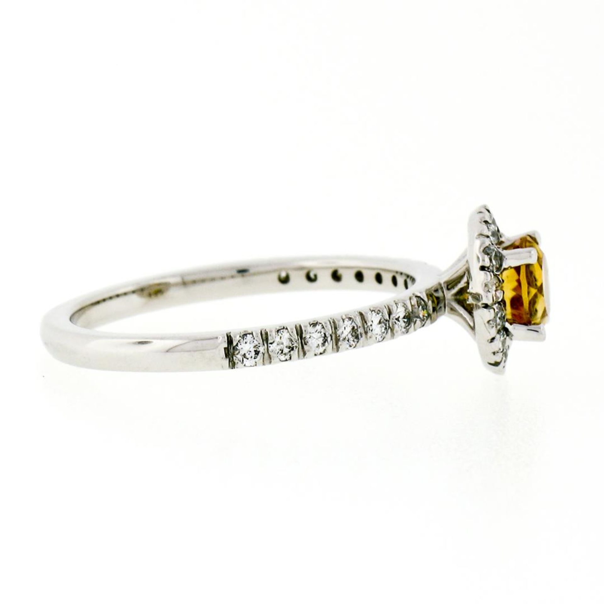 Petite 14K White Gold 0.82ctw Citrine & Diamond Halo Engagement or Promise Ring - Image 6 of 9