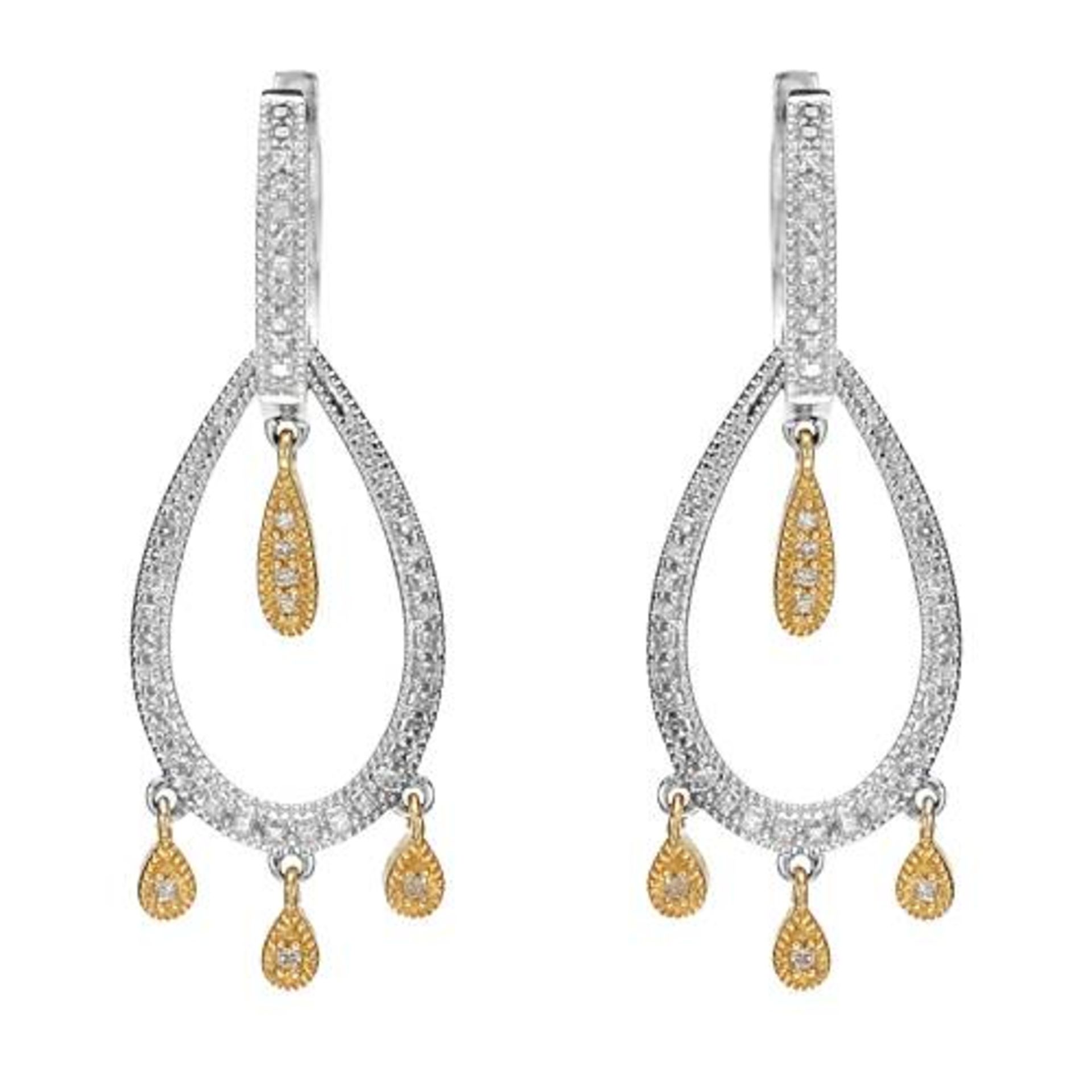 14k Two Tone Gold 0.50 ctw Diamond Earrings, (I1-I2/H)