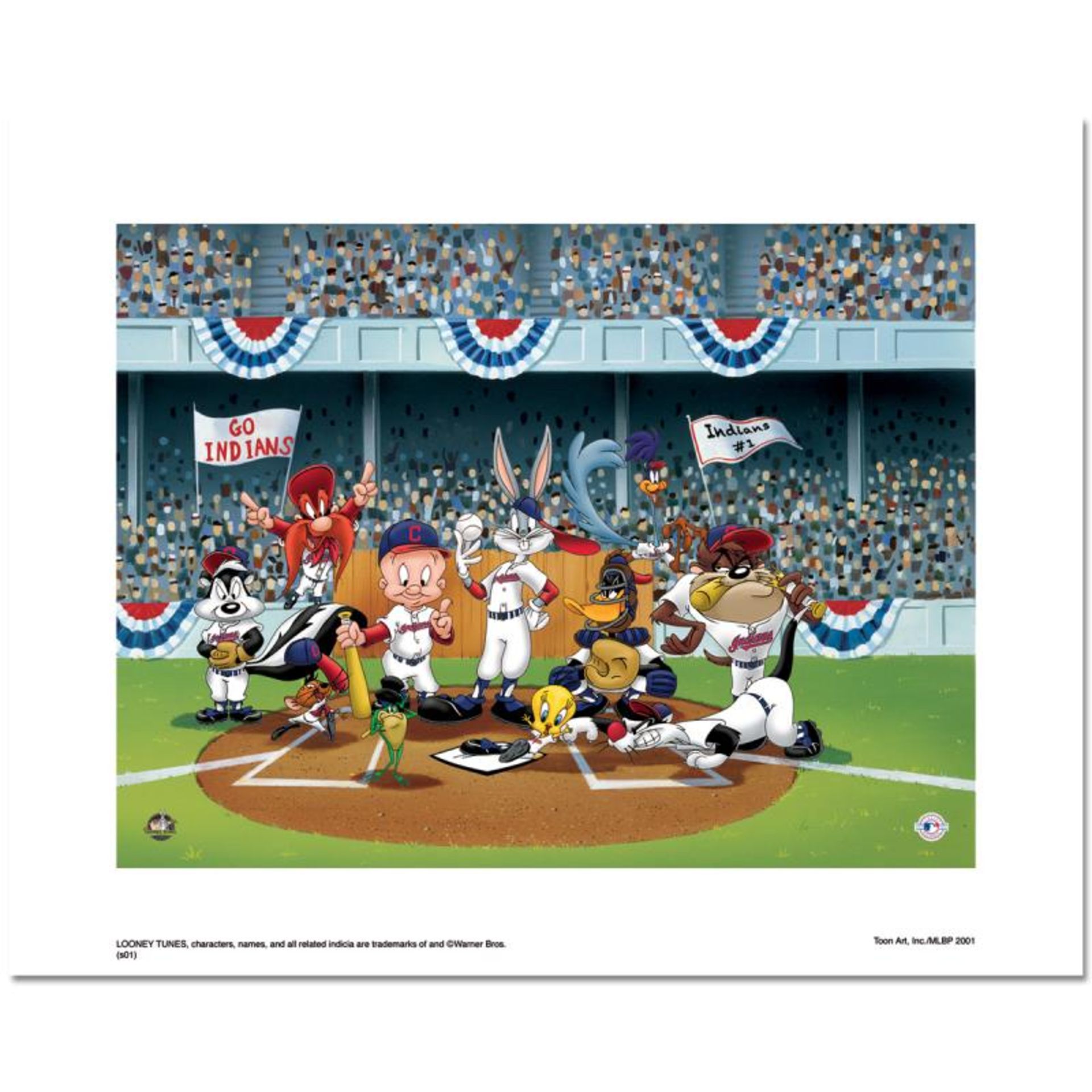 "Line Up At The Plate (Indians)" is a Limited Edition Giclee from Warner Brother