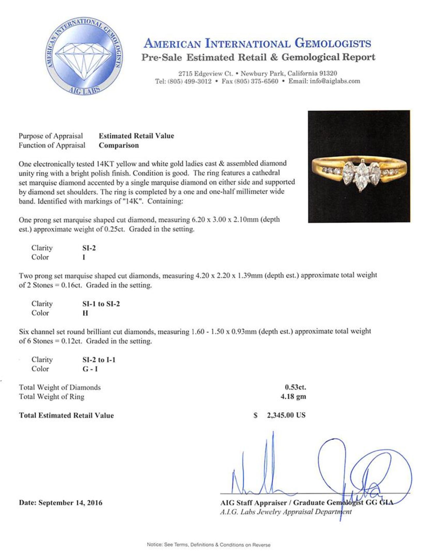 0.53 ctw Diamond Ring - 14KT Yellow and White Gold - Image 5 of 5