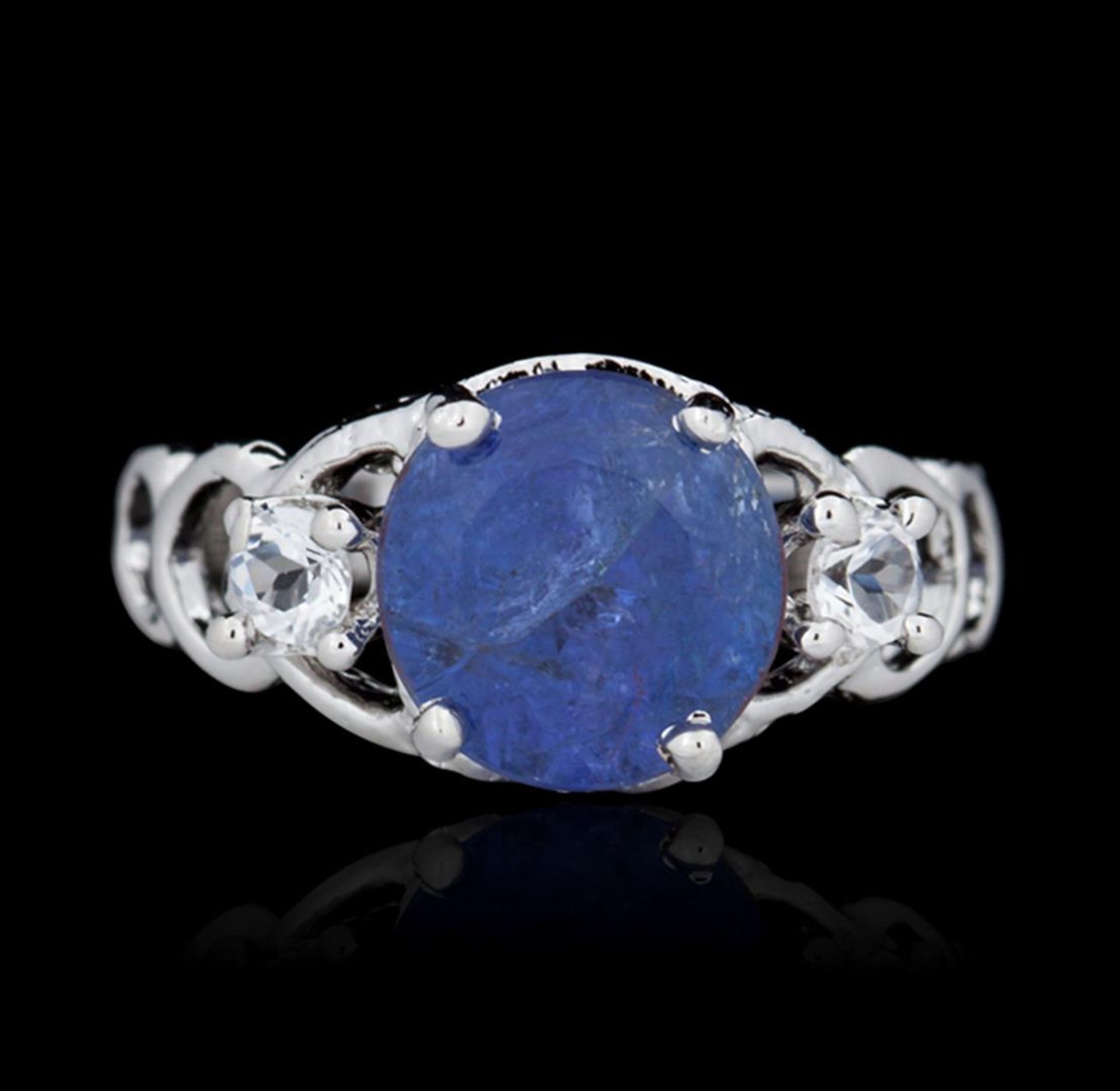 SILVER 2.90 ctw Tanzanite and White Topaz Ring - Image 2 of 2