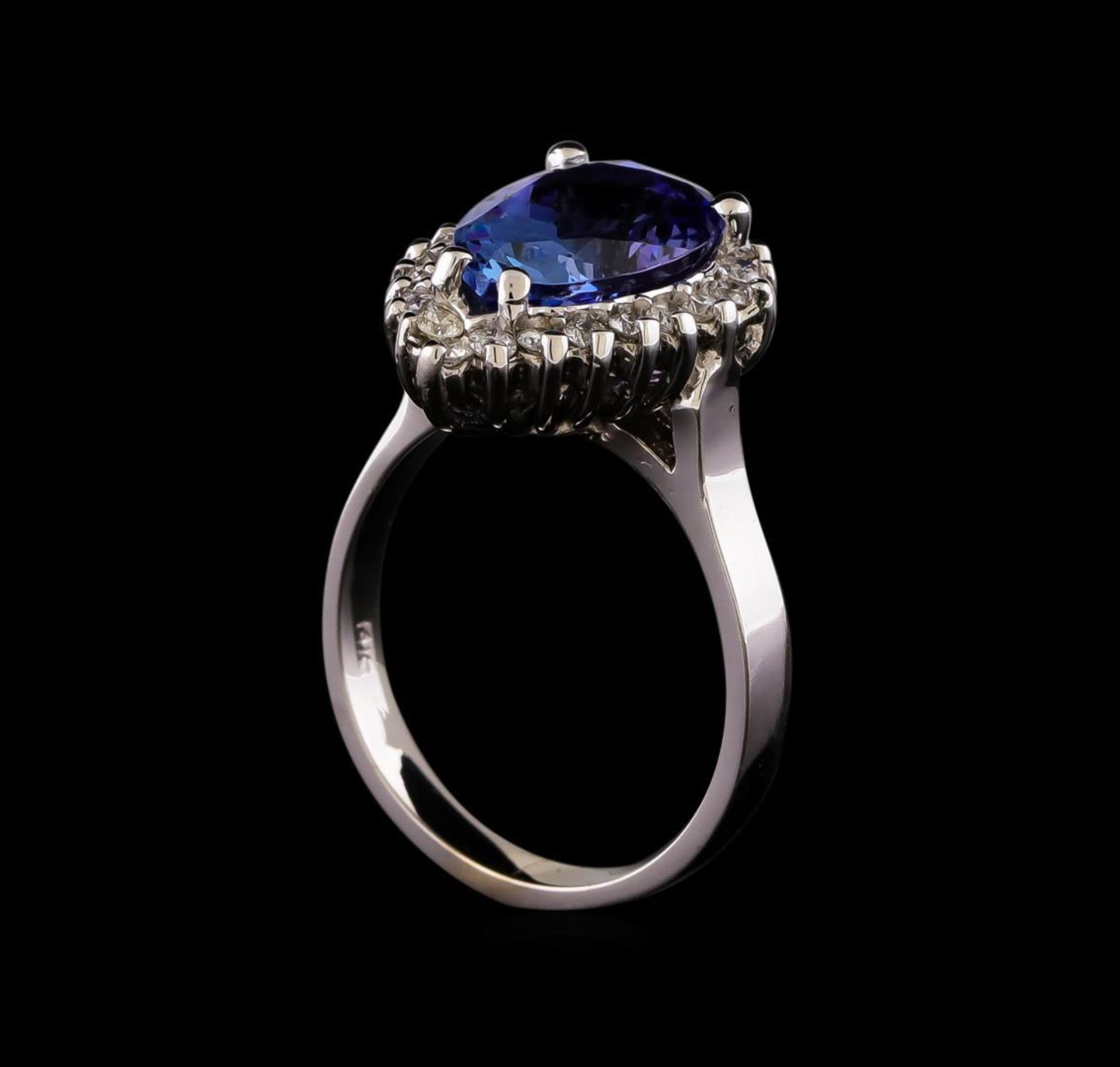 4.20 ctw Tanzanite and Diamond Ring - 14KT White Gold - Image 4 of 5