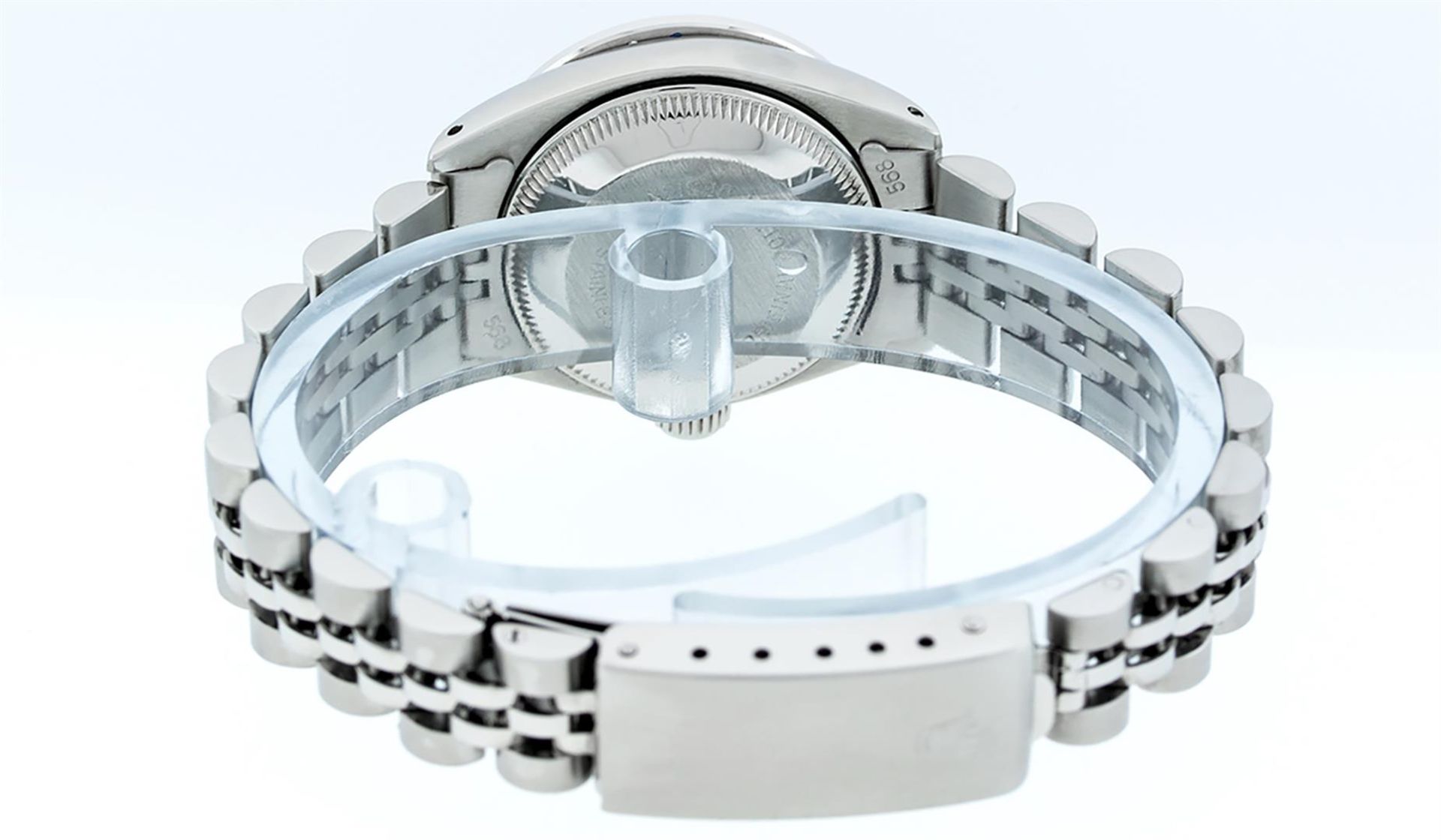 Rolex Ladies Stainless Steel MOP Diamond & Channel Set Sapphire Datejust Wristwa - Image 8 of 9