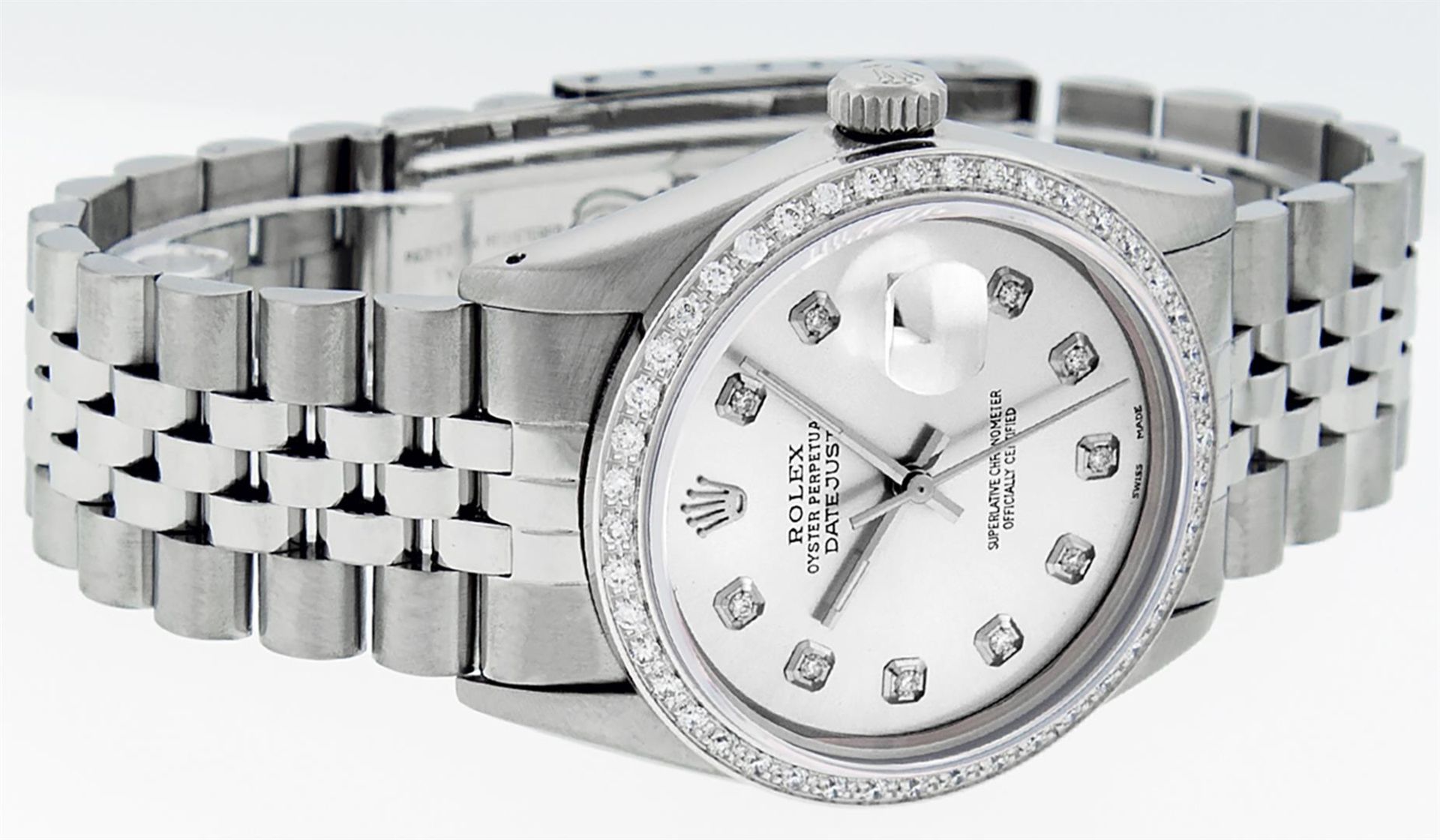 Rolex Mens Datejust 36 Stainless Steel Silver Diamond Oyster Datejust Wristwatch - Image 4 of 9