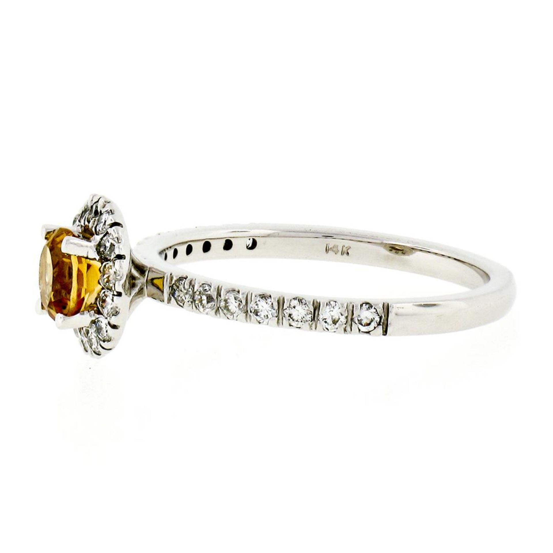 Petite 14K White Gold 0.82ctw Citrine & Diamond Halo Engagement or Promise Ring - Image 5 of 9