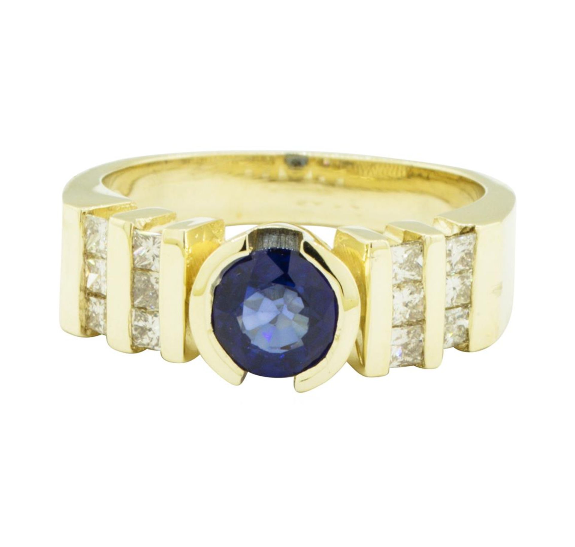 1.45ctw Blue Sapphire and Diamond Ring - 14KT Yellow Gold - Image 2 of 4