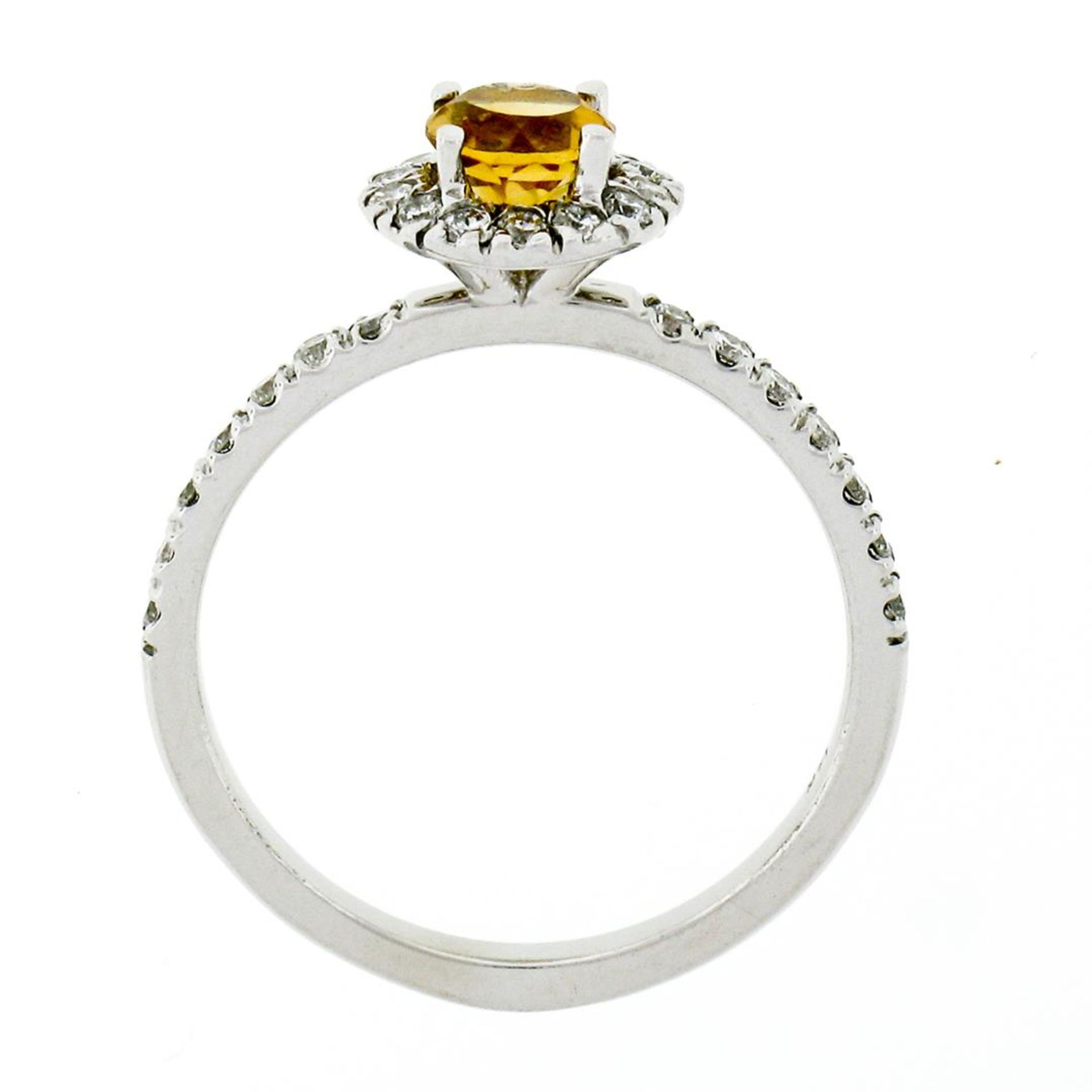 Petite 14K White Gold 0.82ctw Citrine & Diamond Halo Engagement or Promise Ring - Image 8 of 9