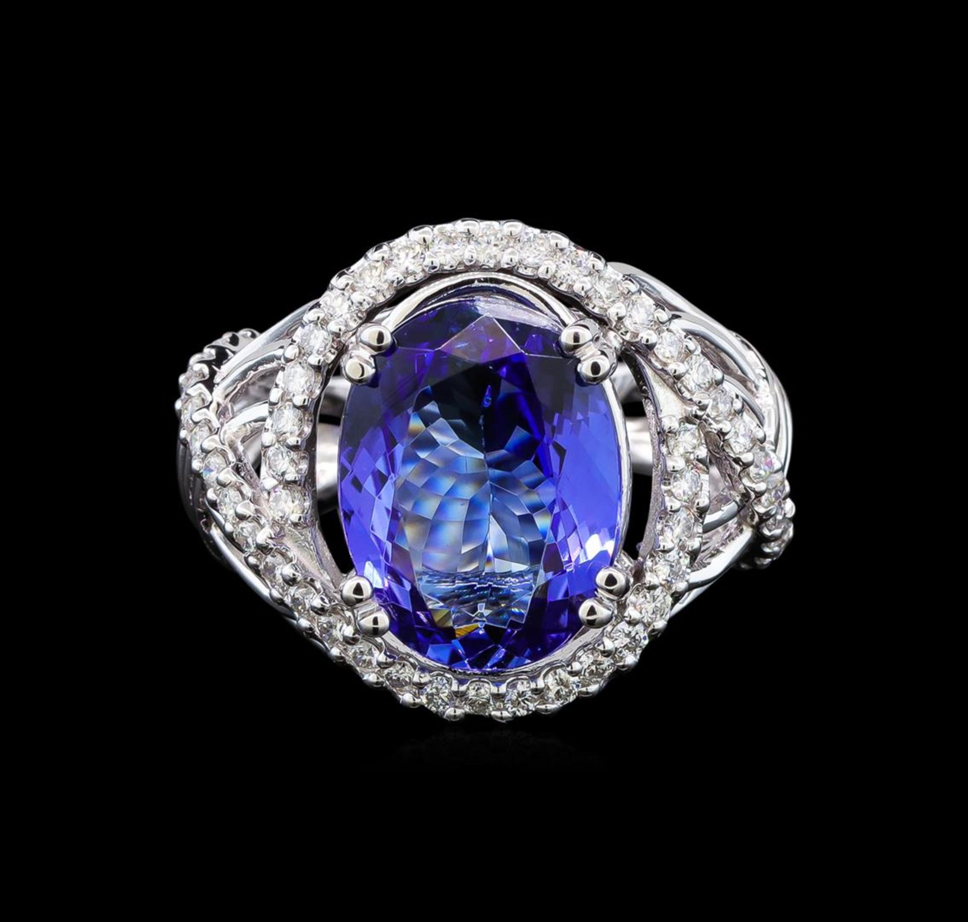 14KT White Gold 6.77 ctw Tanzanite and Diamond Ring - Image 2 of 5