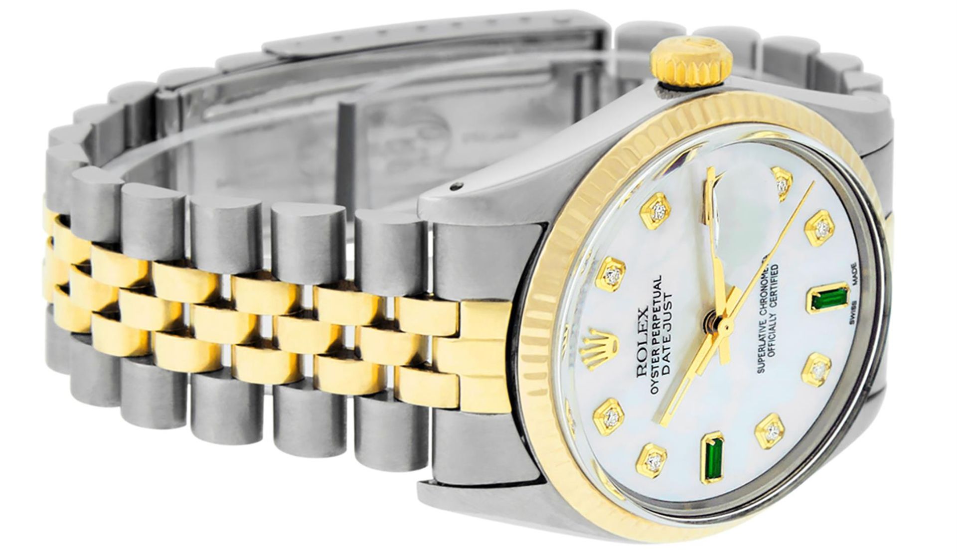 Rolex Mens 2 Tone Mother Of Pearl Diamond 36MM Datejust Wristwatch - Image 4 of 9